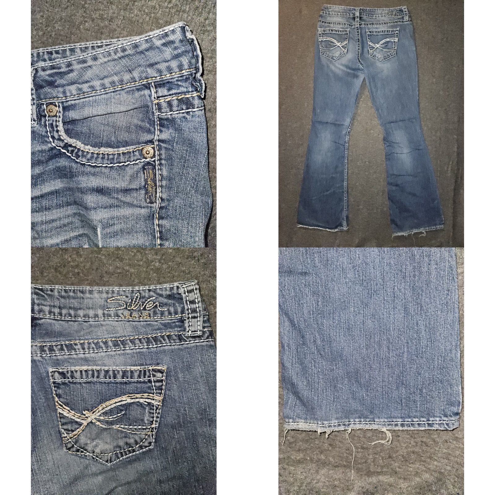 Silver Jeans Co. VINTAGE Silver Eden Flare Jeans Women's 28 Regular Blue Embroidered 90s Preppy Denim Flared Mens Girls Size 28" / US 6 / IT 42 - 8 Thumbnail