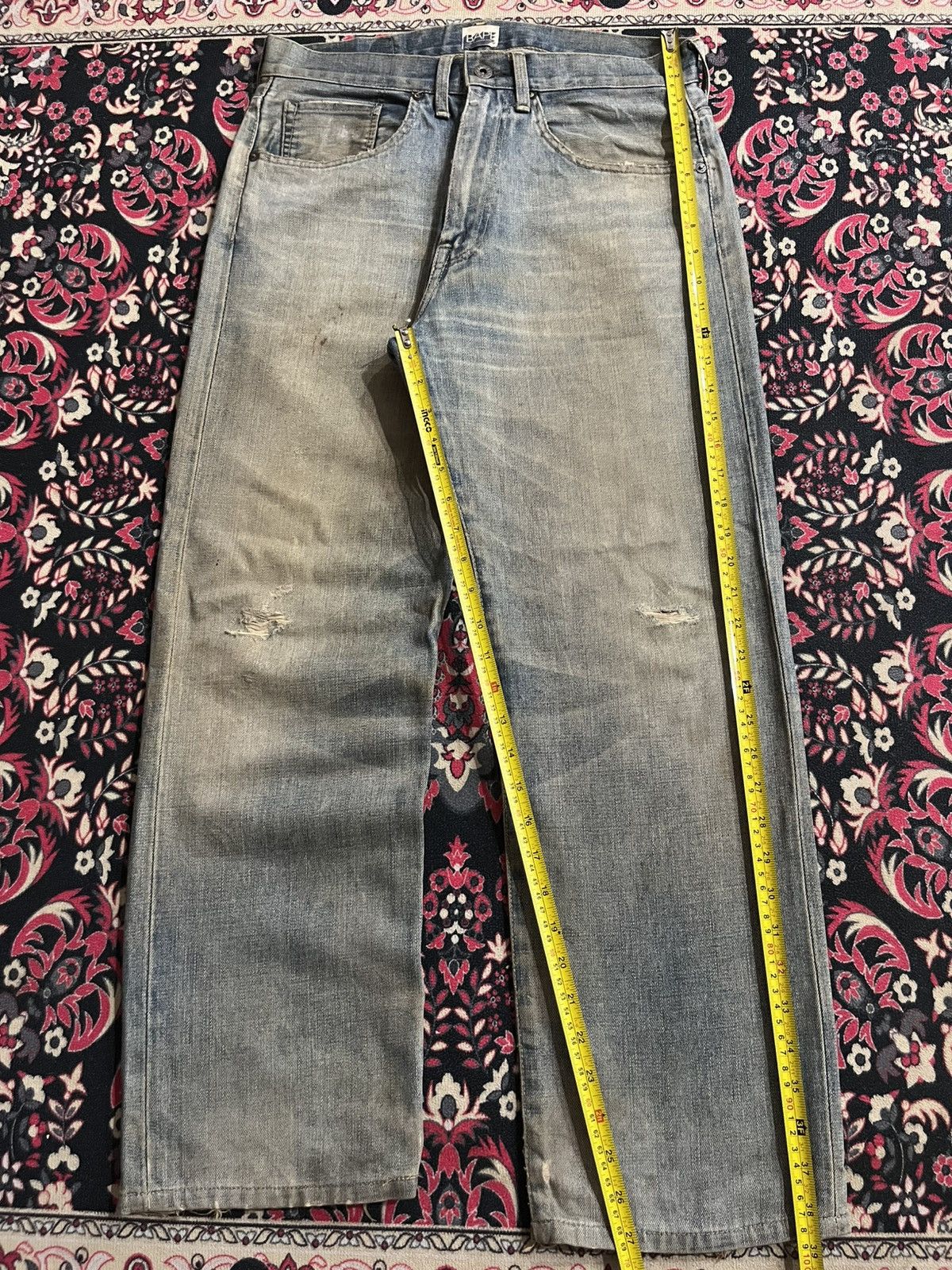 Bape Vintage A Bathing Ape BAPE Daicock Ape Head Ripped Jeans Size US 30 / EU 46 - 13 Thumbnail