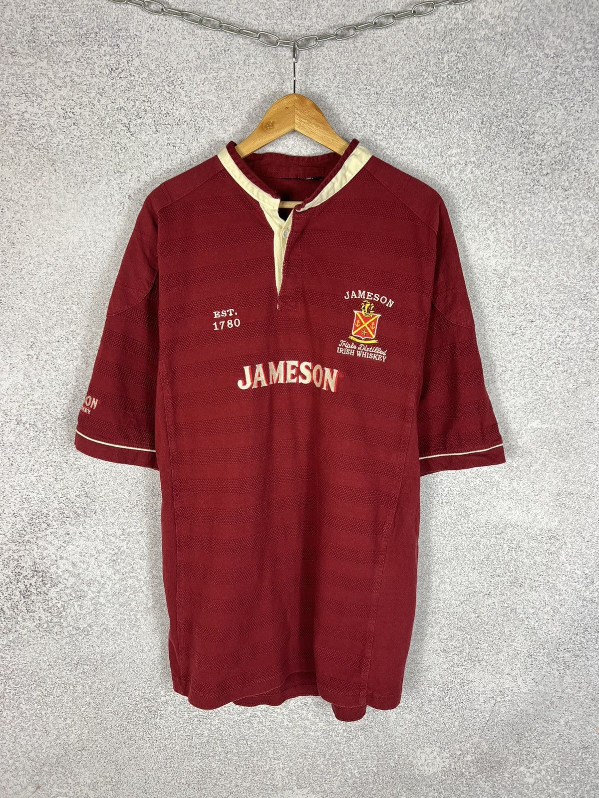 Jameson Irish Whiskey Vintage Jameson Irish Whiskey Rugby Polo Shirt Size US XL / EU 56 / 4 - 1 Thumbnail