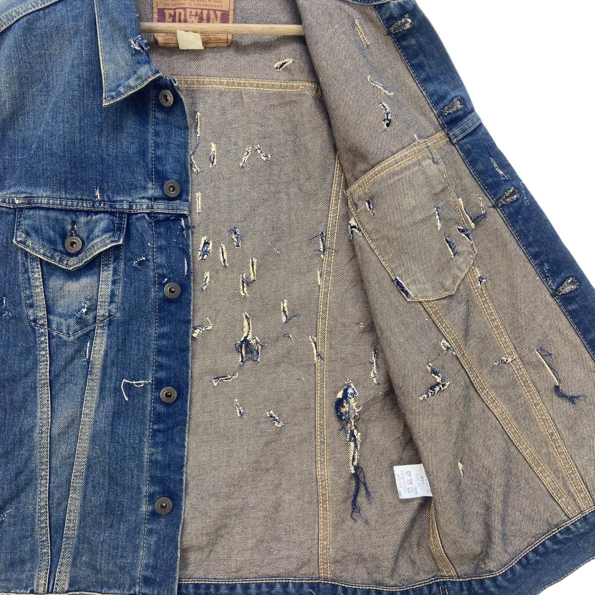 Edwin Vintage Edwin Trucker Sleeveless Distressed Denim Jacket Size US M / EU 48-50 / 2 - 18 Thumbnail