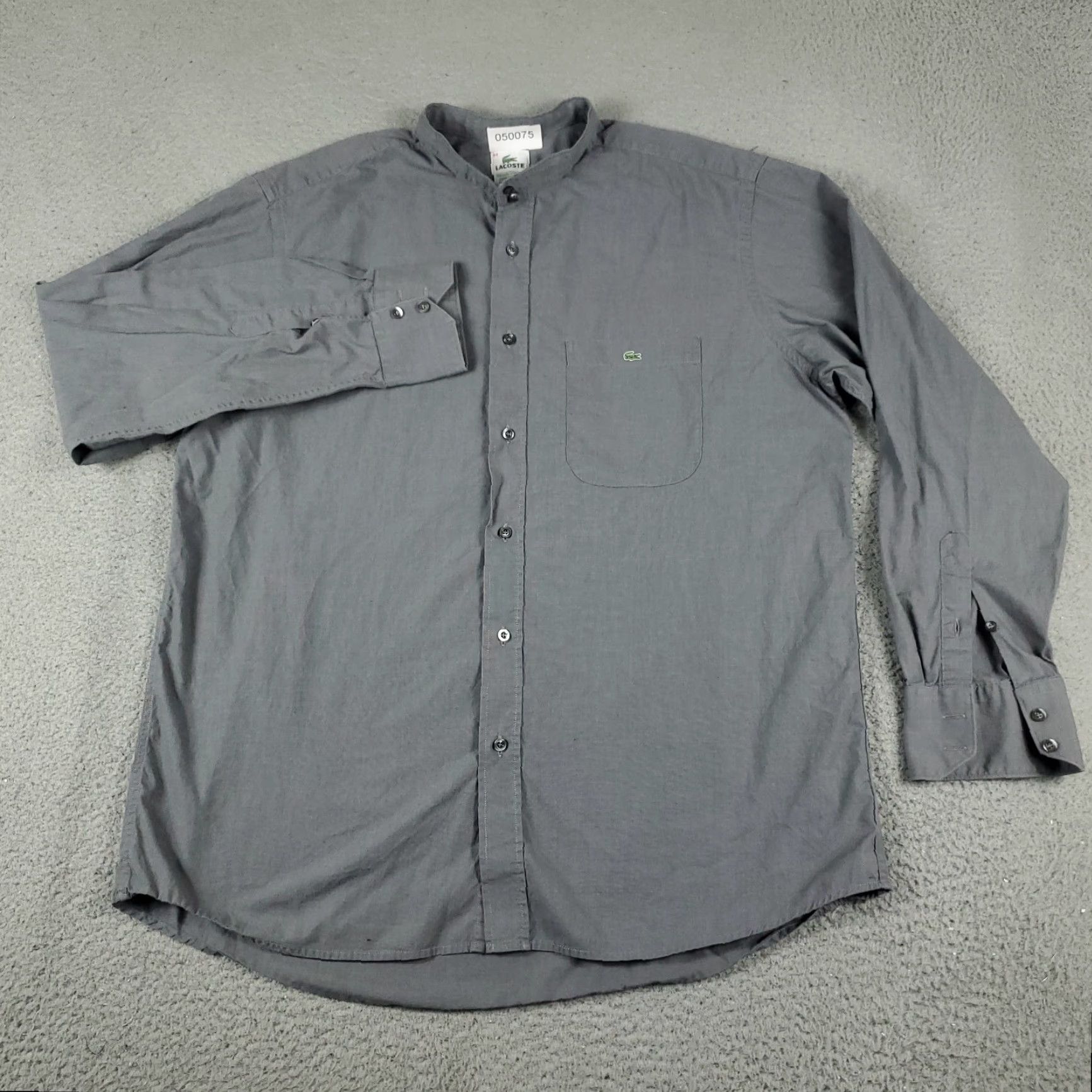 Lacoste Lacoste Shirt Mens 44 Gray Band Collar Button-Up Long Sleeve Regular Fit Cotton Woven Adult Mens All Seasons Classic Preppy Modern 90s Event Size US XXL / EU 58 / 5 - 3 Thumbnail