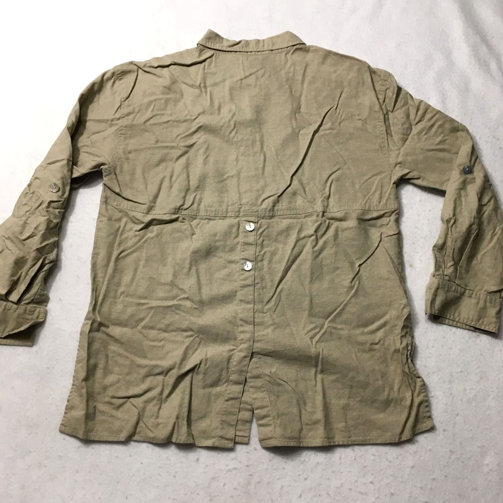 Vintage Shaver Lake Shirt Womens Large beige textured long sleeve Size L / US 10 / IT 46 - 7 Thumbnail