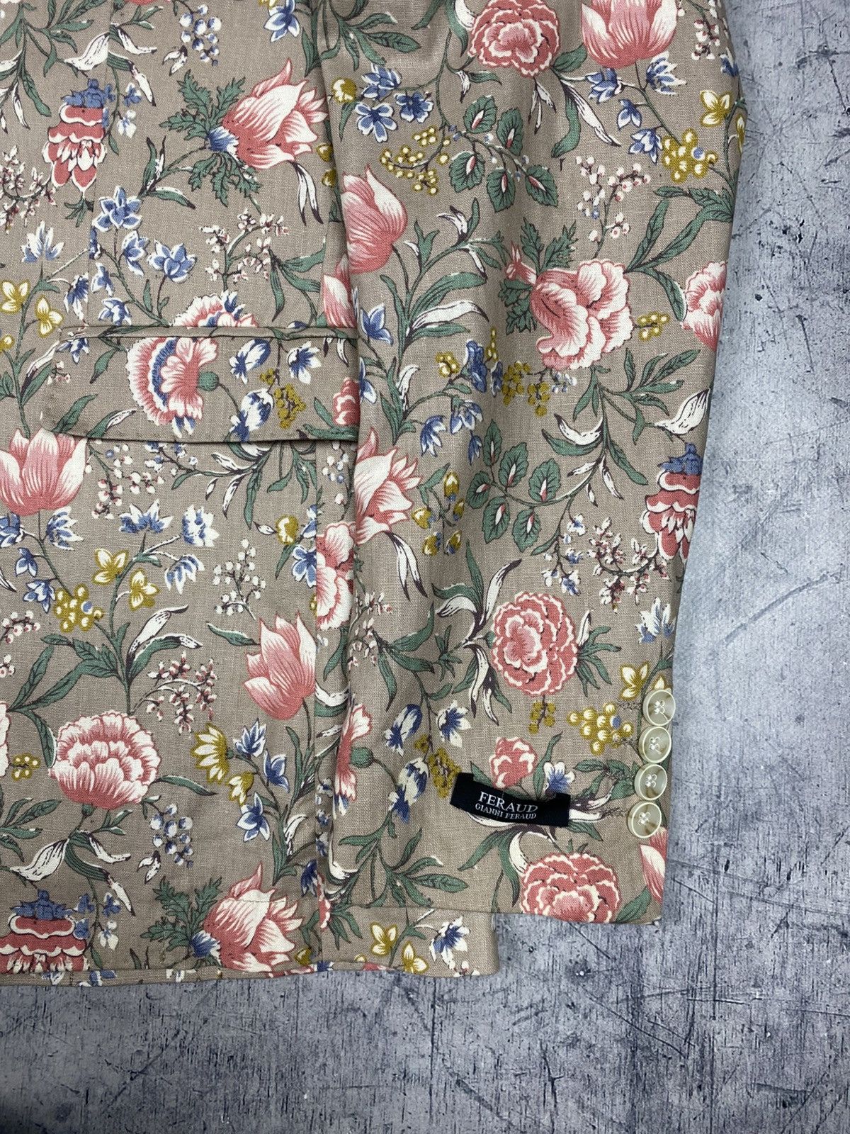 Gianni Feraud Gianni Feraud Mens Floral Linen Blend Blazer Jacket Cream Size 44R - 8 Thumbnail