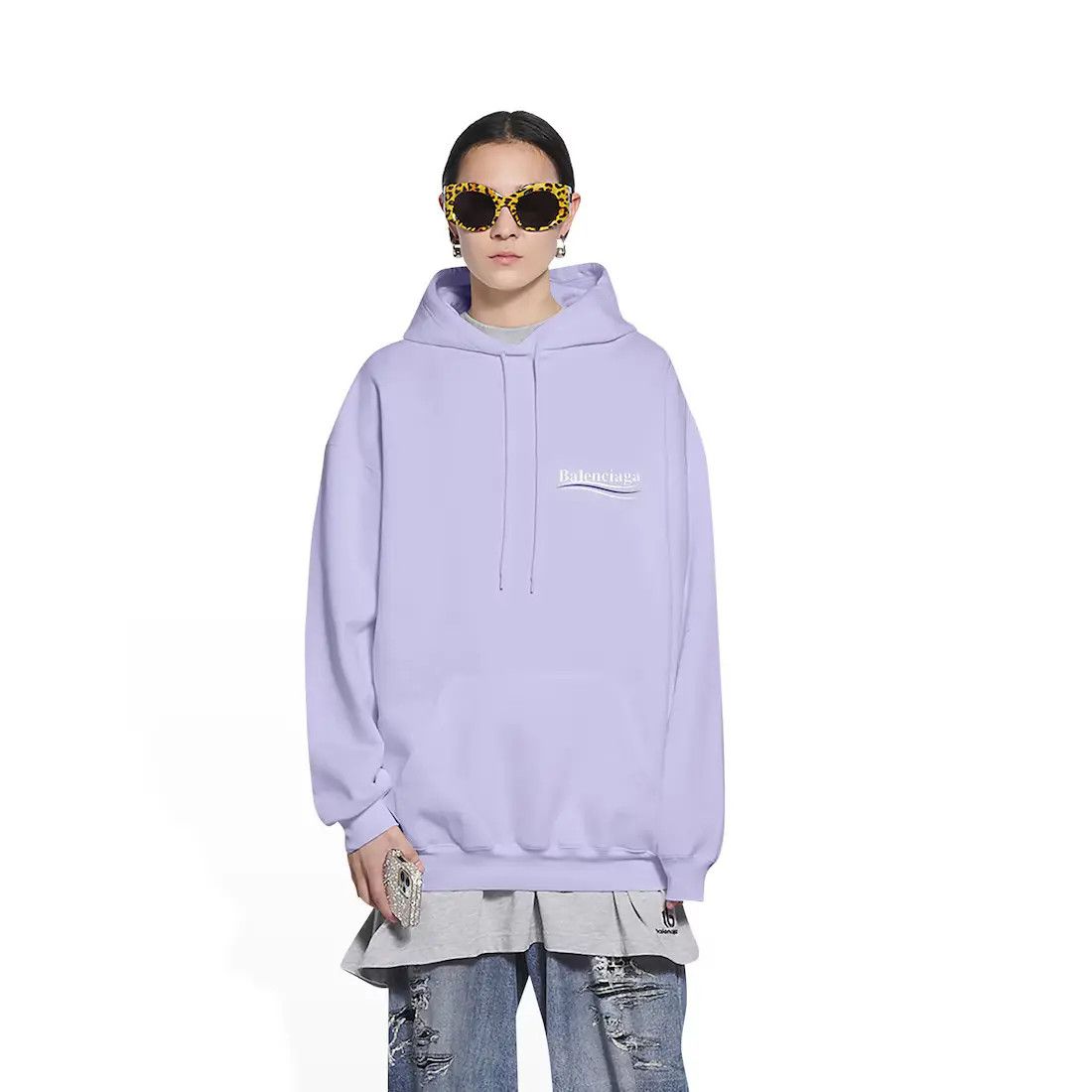 Balenciaga o1srvl11e1224 Political Campaign Hoodie Medium Fit in Purple Size XL / US 12-14 / IT 48-50 - 5 Thumbnail