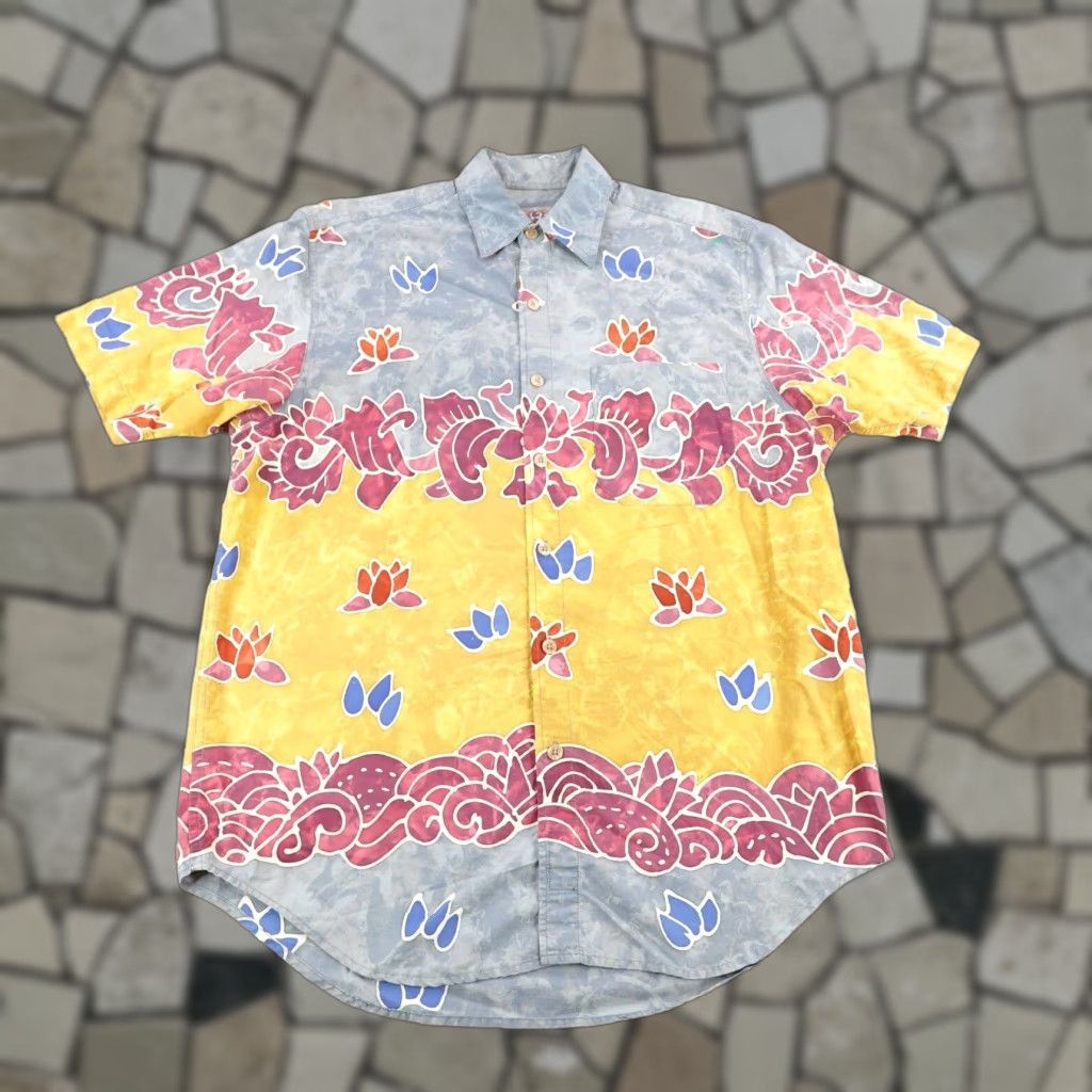 The Territory Ahead VINTAGE Territory Ahead Shirt Large Blue Yellow Red Floral Button Up Hawaiian Size US L / EU 52-54 / 3 - 1 Thumbnail