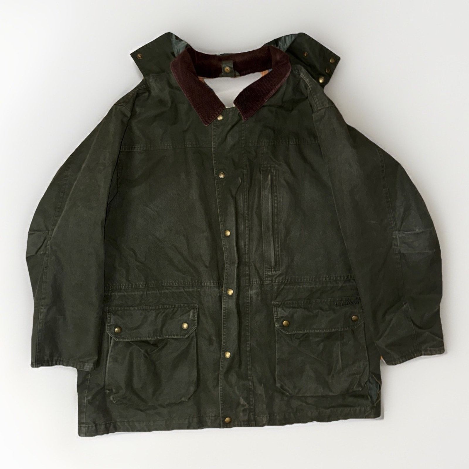 L.L. Bean × Vintage Vintage LL Bean Chore Jacket Olive XXL Detachable Hood 26x32 Size US XL / EU 56 / 4 - 1 Thumbnail
