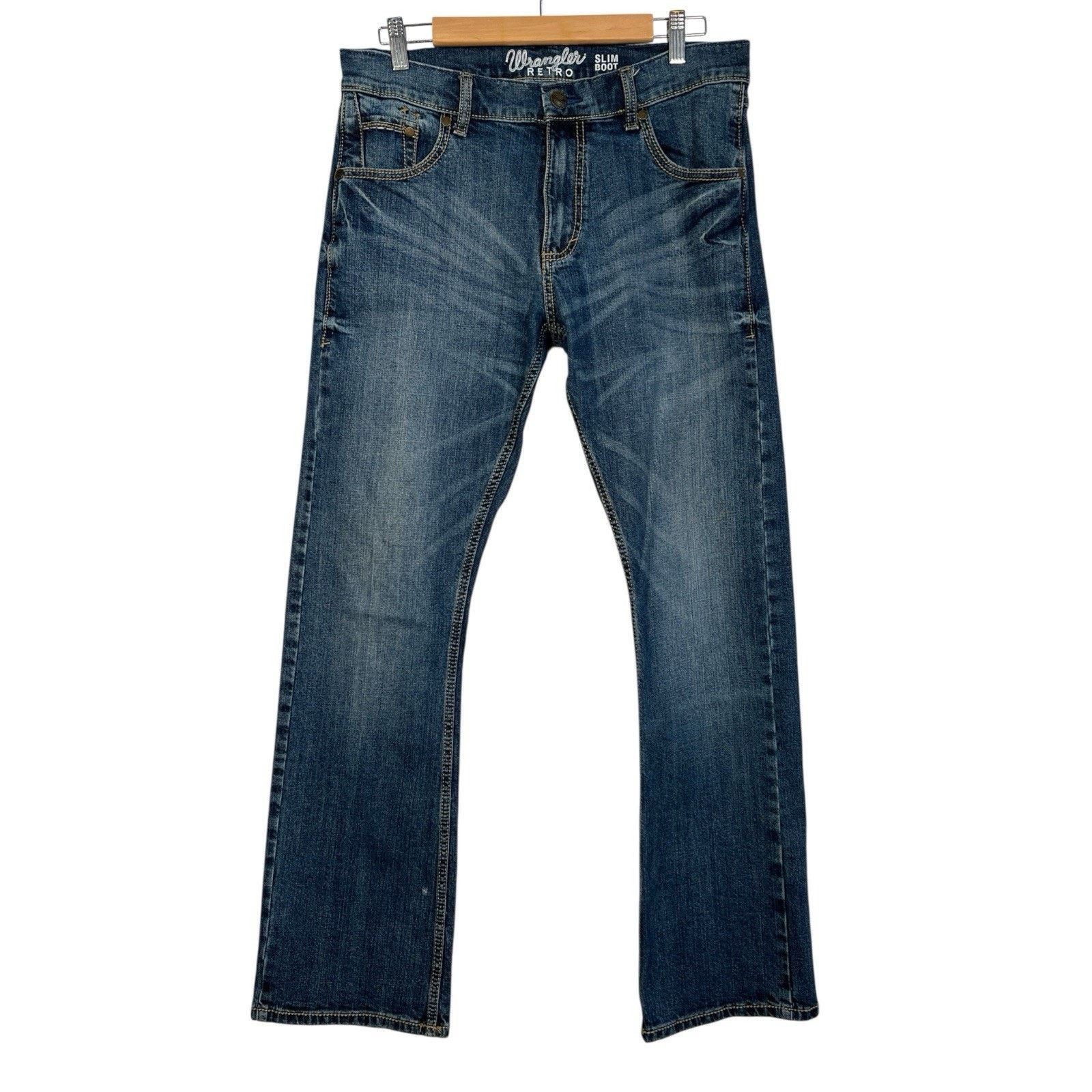 Wrangler Wrangler Jeans Mens 32x34 Retro Slim Boot Leg Blue Denim Size US 32 / EU 48 - 1 Thumbnail