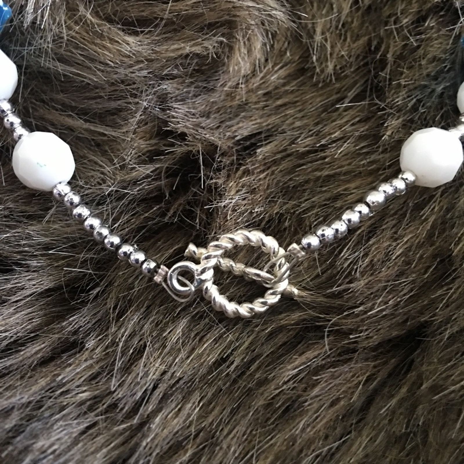 Handmade Blue and white glass bead necklace Size ONE SIZE - 7 Thumbnail