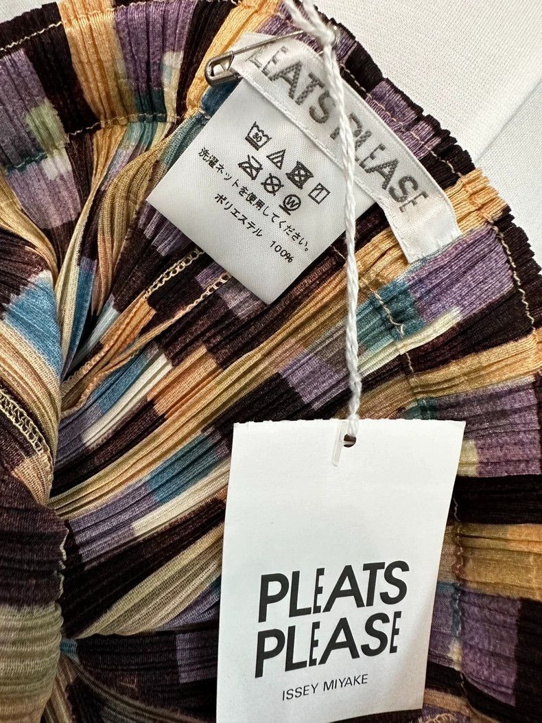 Issey Miyake Issey Miyake size:3 Brown and blue color-blocked pleated t Size 31" - 4 Thumbnail