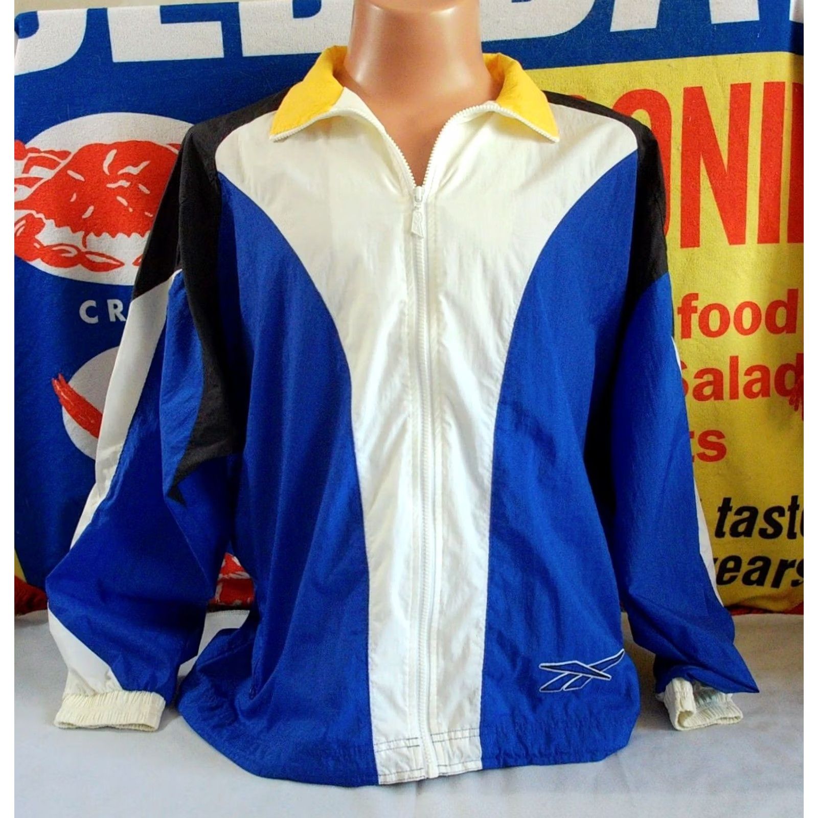 Reebok VINTAGE Reebok Track Jacket Windbreaker Full Zip Men Large Blue 90s Theme Running & Jogging Mens Size US L / EU 52-54 / 3 - 2 Thumbnail