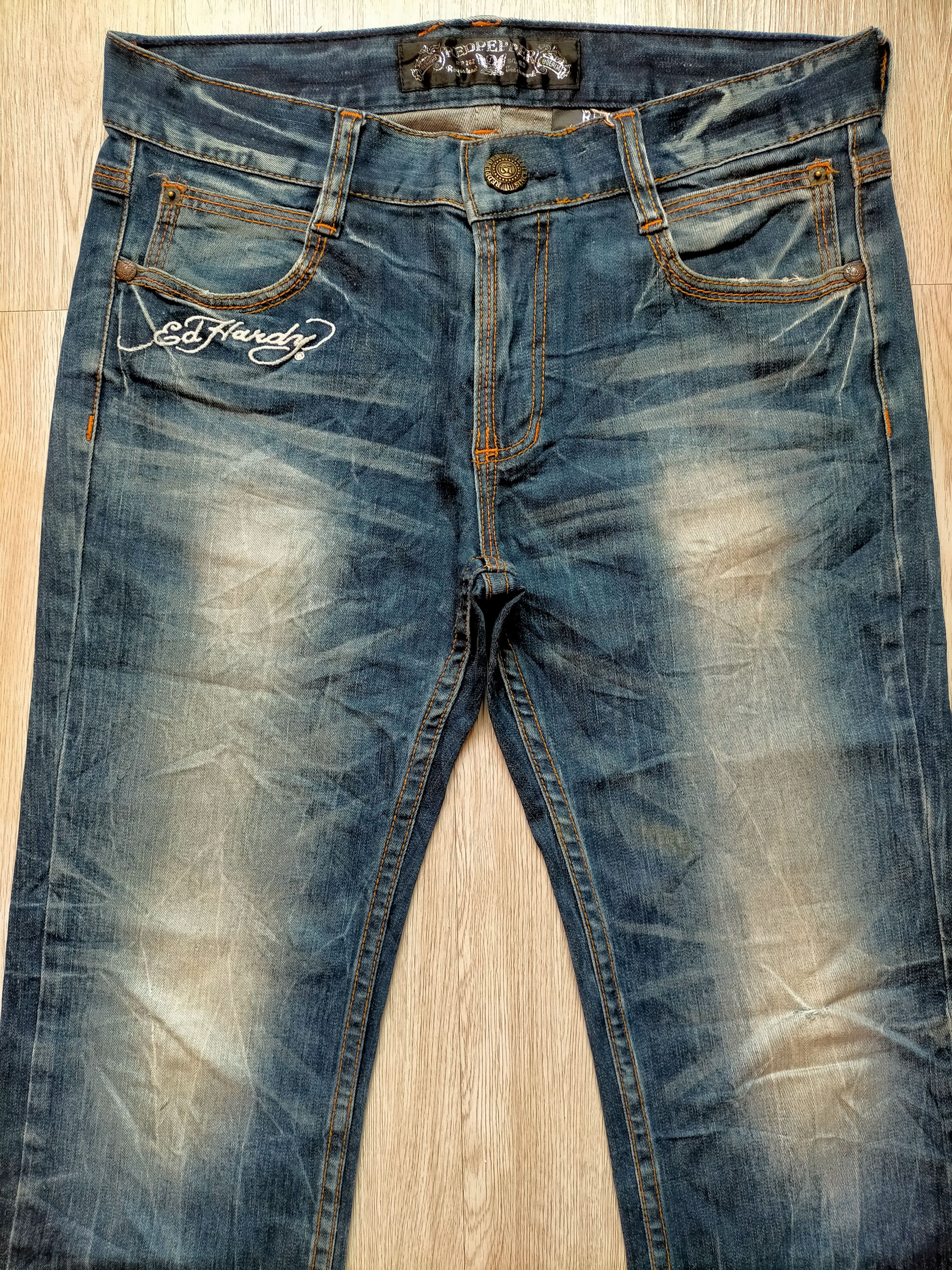 Ed Hardy Red Pepper x Ed Hardy Embroidered Blue Denim Pants Size US 34 / EU 50 - 10 Thumbnail