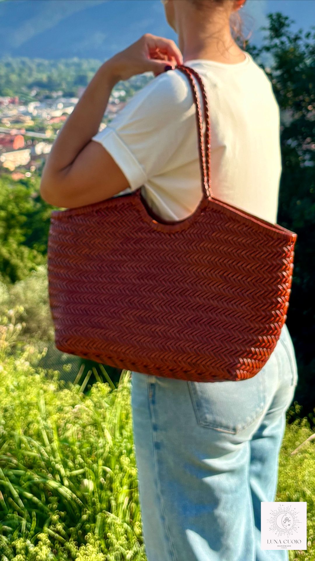 Vera Pelle Handmade Cowhide Leather Tote Bag – Woven Shoulder Bag Size ONE SIZE - 4 Thumbnail