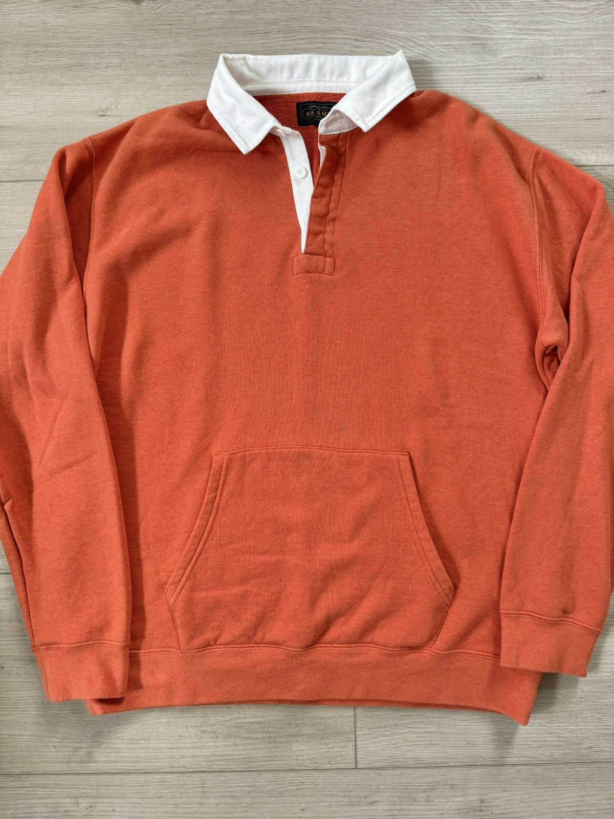 image of Beams Plus Japan Polo Crewneck Sweatshirt in Orange, Men's (Size XL)