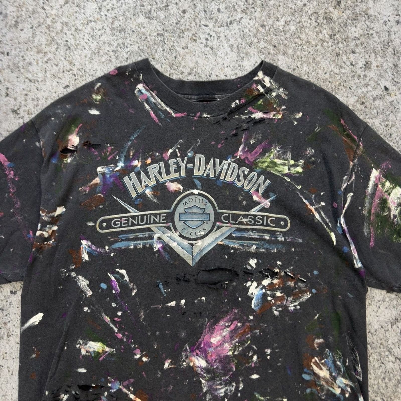 Harley Davidson Harley Davidson Thrashed Paint Distressed Shirt ERD Grunge Size US XL / EU 56 / 4 - 3 Thumbnail