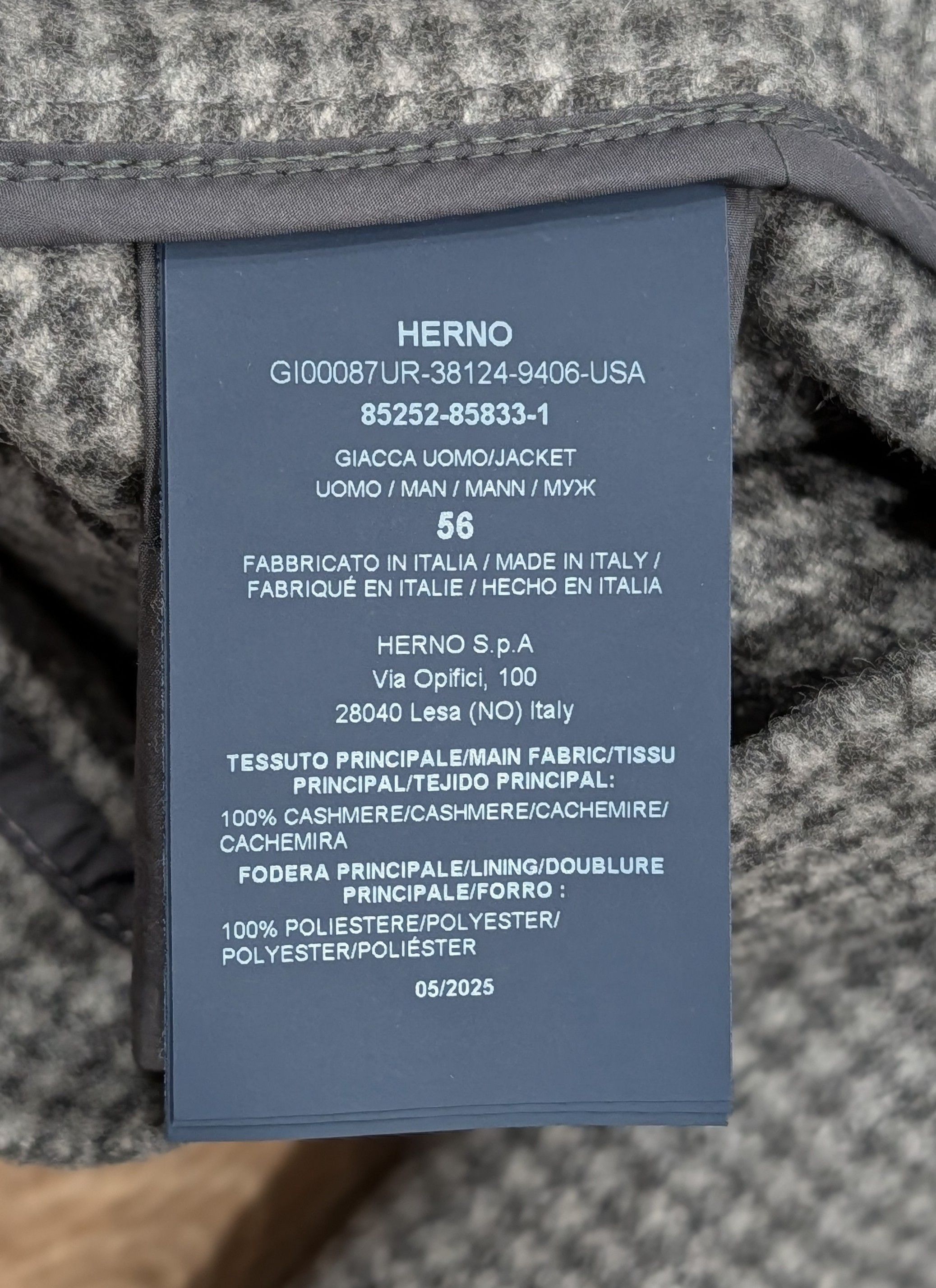 Herno HERNO Houndstooth Cashmere Shirt Jacket Pearl Gray 56 US 46 Size US XL / EU 56 / 4 - 9 Thumbnail