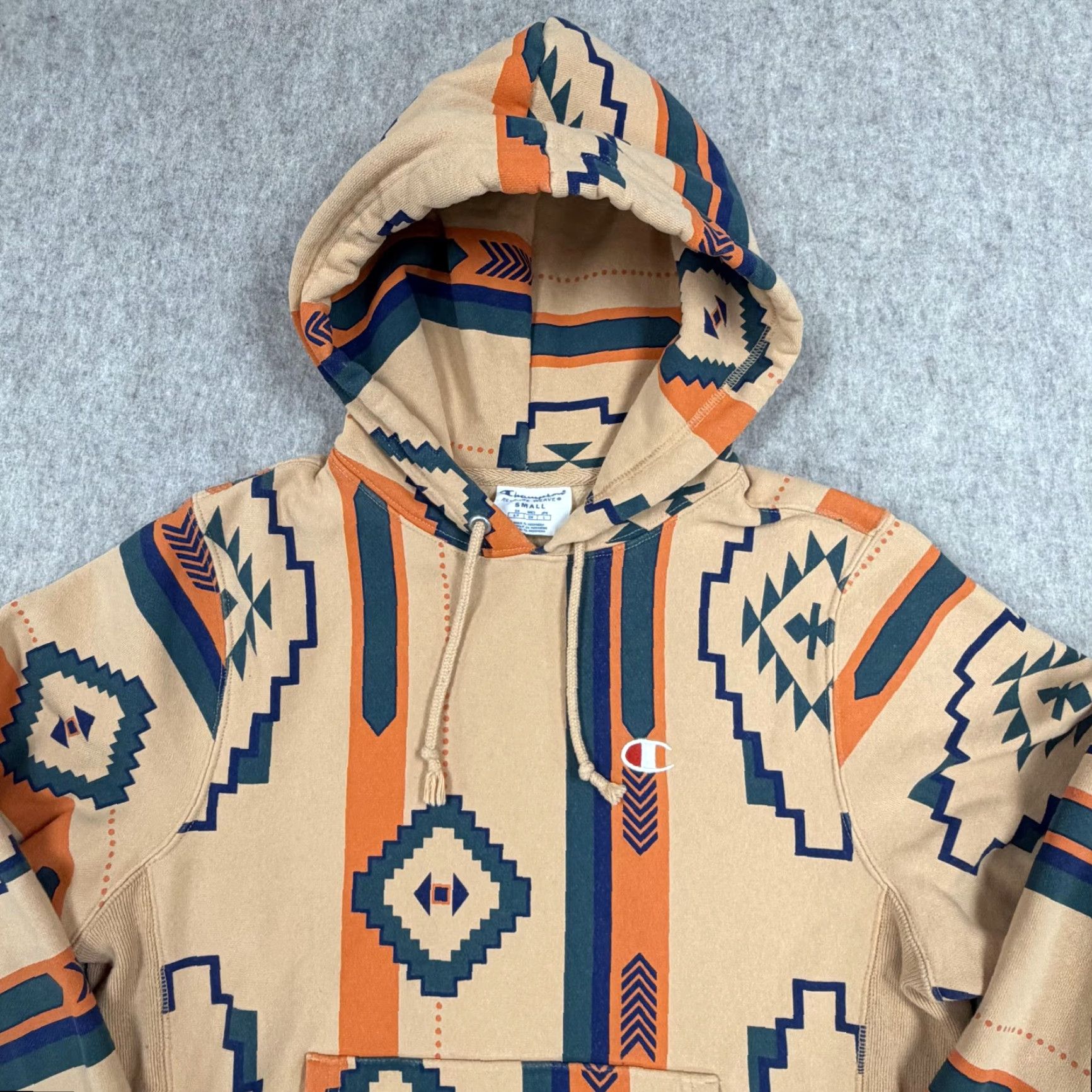 Champion Champion Hoodie Mens Small Beig e Aztec Southwestern Pullover Print Reverse Weave Size US S / EU 44-46 / 1 - 3 Thumbnail