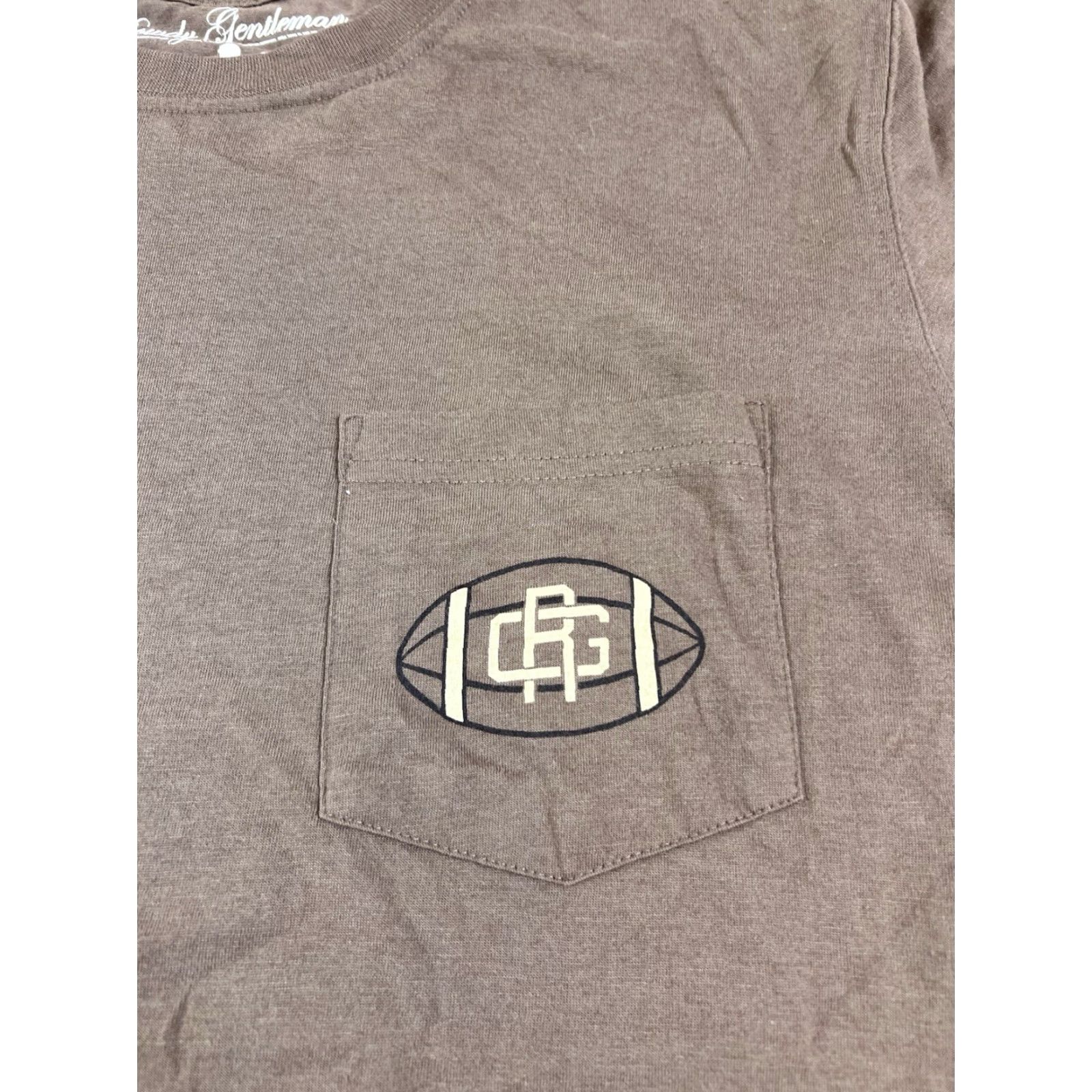 Vintage Rowdy Gentleman T-Shirt Brown Mens Medium Pocket Tee Short Sleeve Graphic Print Football Theme Modern Tee Regular Fit Size US M / EU 48-50 / 2 - 3 Thumbnail