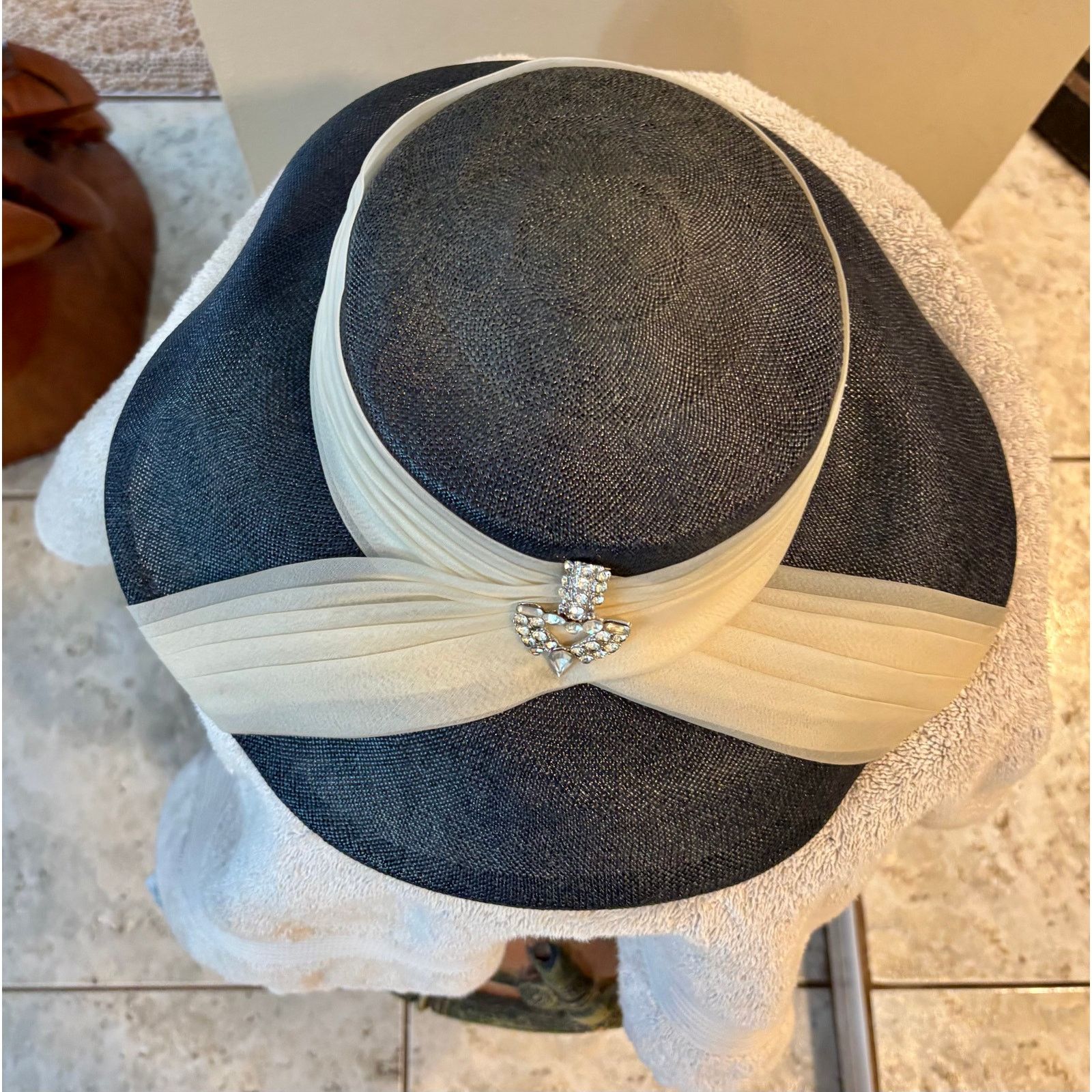 Vintage Cuthay California Original Vintage Navy Blue Hat Cream Size ONE SIZE - 4 Thumbnail