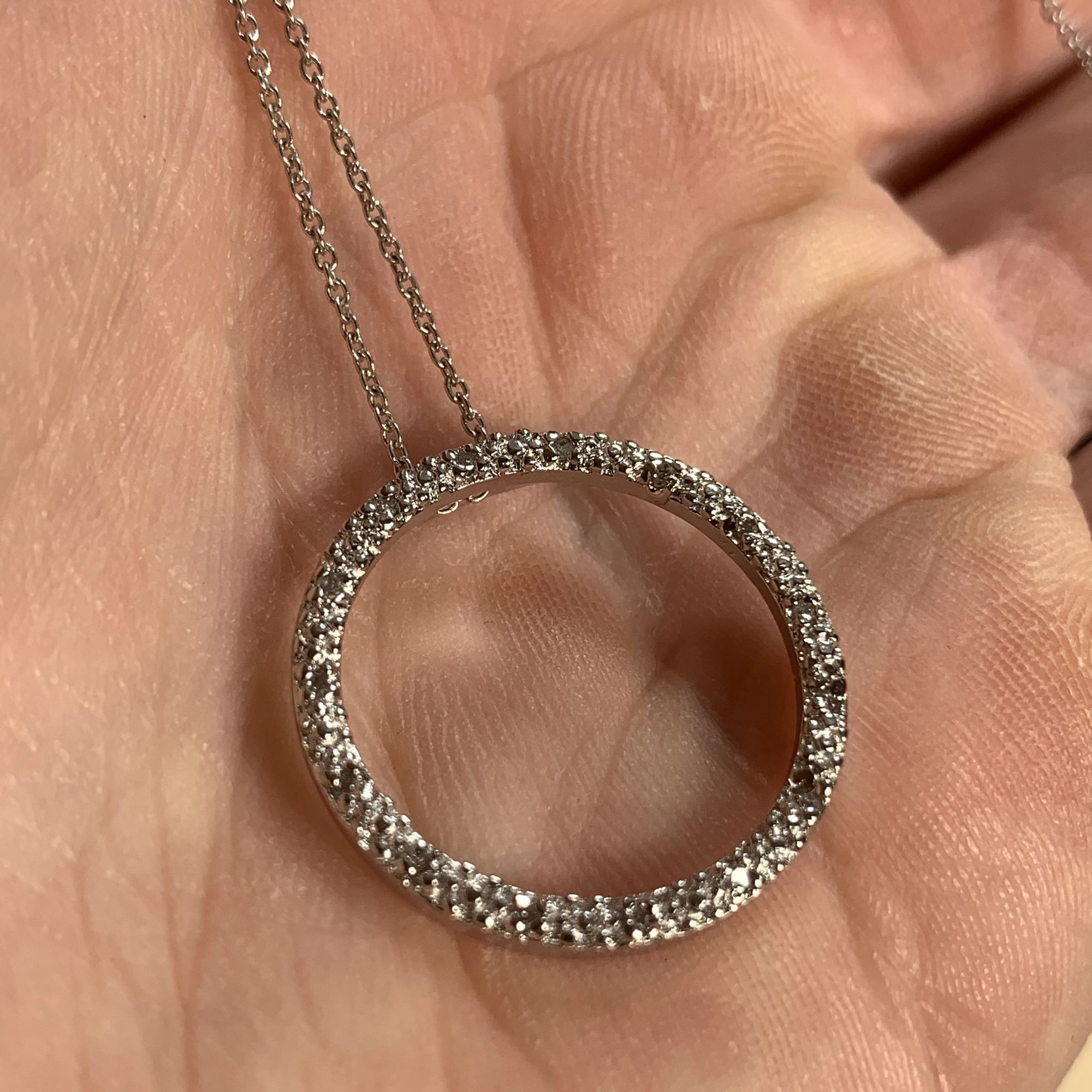 Other VTG Solid Sterling Silver 925 Cubic Zirconia Circle Pendant Size ONE SIZE - 5 Thumbnail
