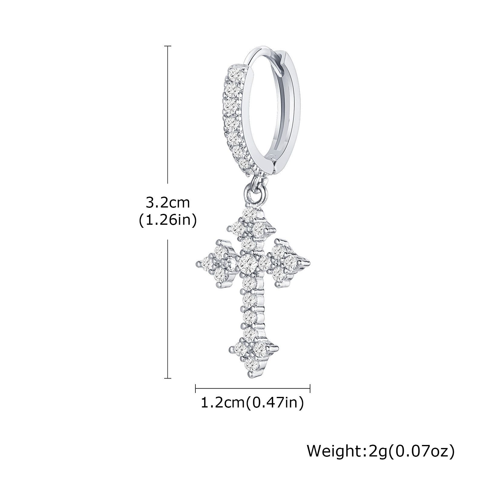 Jewelry × Sterling Silver Cross Future Earrings One Pairs Chrome Jewelry Size ONE SIZE - 2 Thumbnail