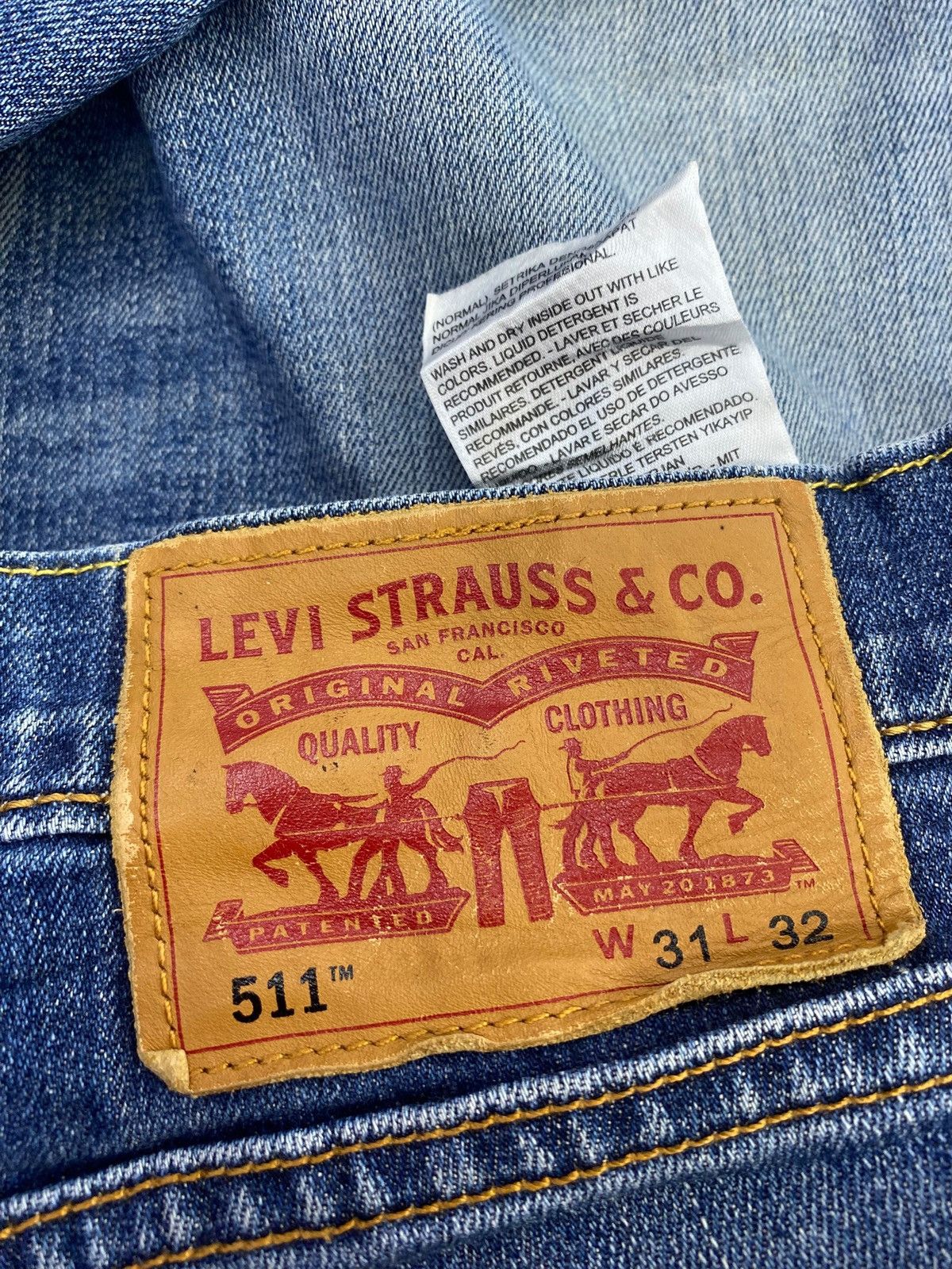 Levi's Levi’s 511 Whiskers Faded Wash Style Ripped Jeans Size US 30 / EU 46 - 10 Thumbnail
