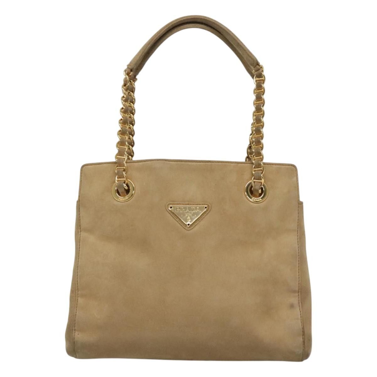 Prada Beige Suede Shoulder Bag (Pre-Owned) Size ONE SIZE - 1 Thumbnail