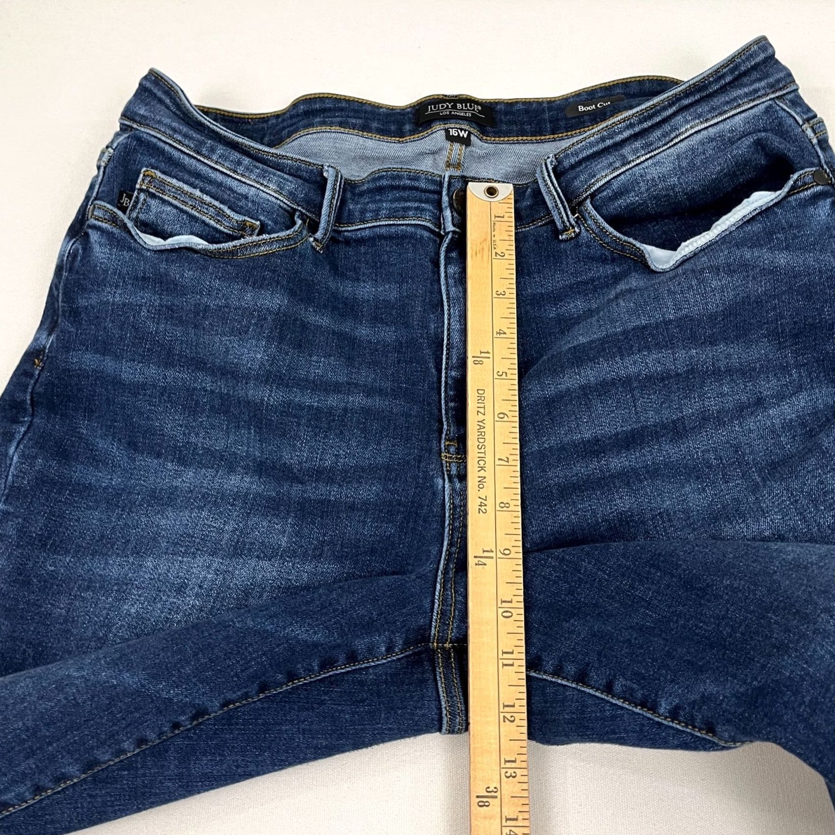 Denime Judy Blue Jeans Size 16W Boot Cut Blue Denim Stretch Frayed Hem Casual Jeans Women 16W Blue Denim Judy Blue Womens Jeans Size 38" / US 16 / IT 52 - 7 Thumbnail