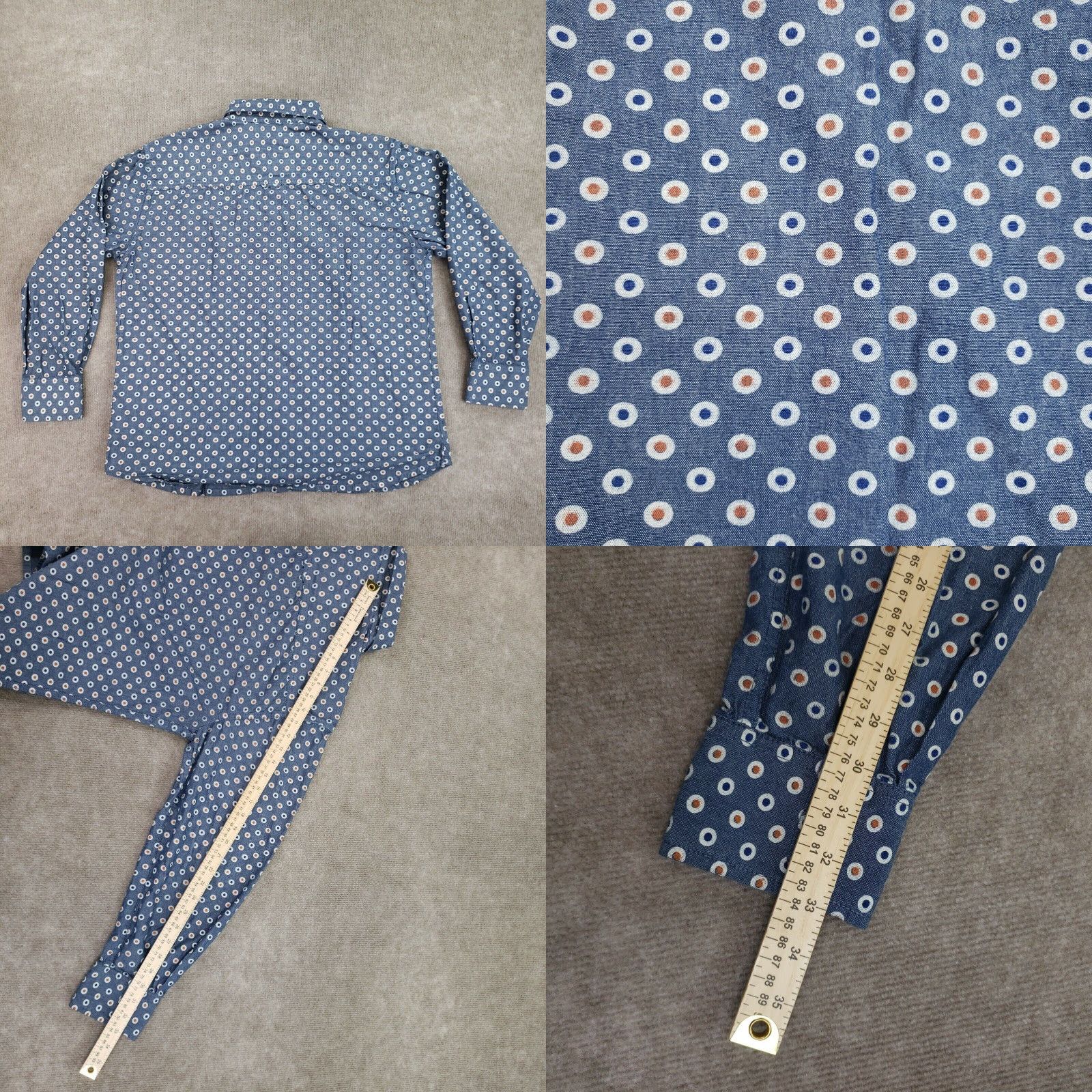 Vintage Decibel Button-Down Shirt Mens XL Long Sleeve Slim Fit Blue Geometric Button-Up Open? Size US XL / EU 56 / 4 - 8 Thumbnail