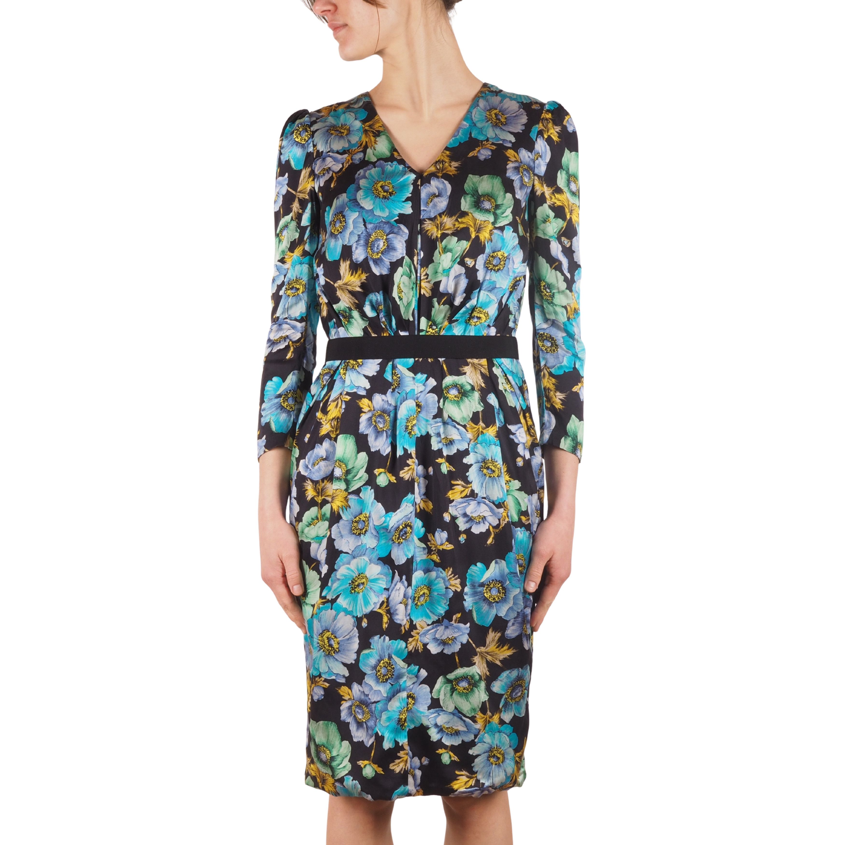 Dolce & Gabbana Dolce & Gabbana Vintage Silk Blue Floral Sheath Wiggle Dress Size M / US 6-8 / IT 42-44 - 1 Thumbnail