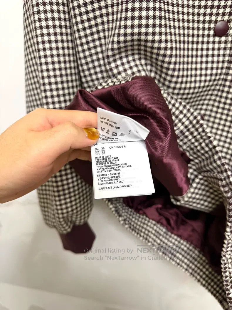 Miu Miu Miu Miu Burgundy checkered logo jacket Size XS / US 0-2 / IT 36-38 - 6 Thumbnail