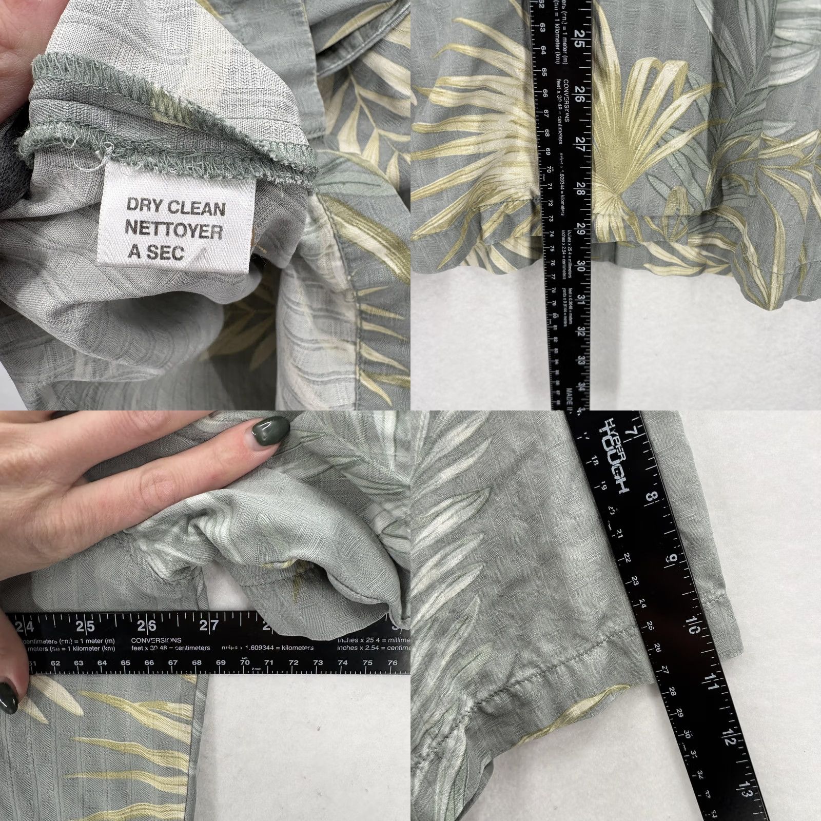 Tommy Bahama Tommy Bahama Shirt Mens XL Gray Silk Palm Leaf Hawaiian Tropical Camp Button Short Sleeve Relaxed Fit Pocket Beach Size US XL / EU 56 / 4 - 8 Thumbnail