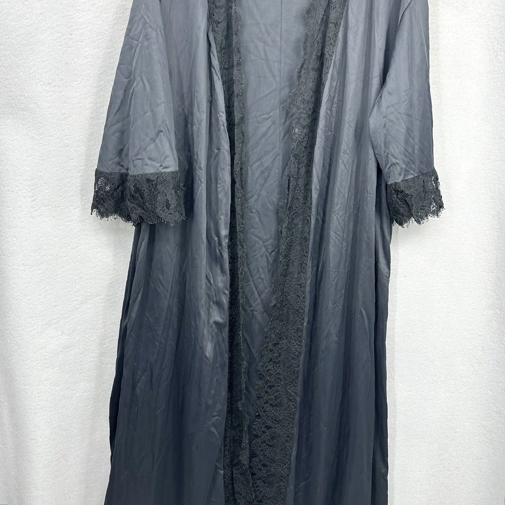 Vintage VINTAGE Lucie Ann Robe Womens M Black Nylon Lace 60s Coquette Kimono Sissy Pinup Retro Lightweight Unisex? Size ONE SIZE - 5 Thumbnail
