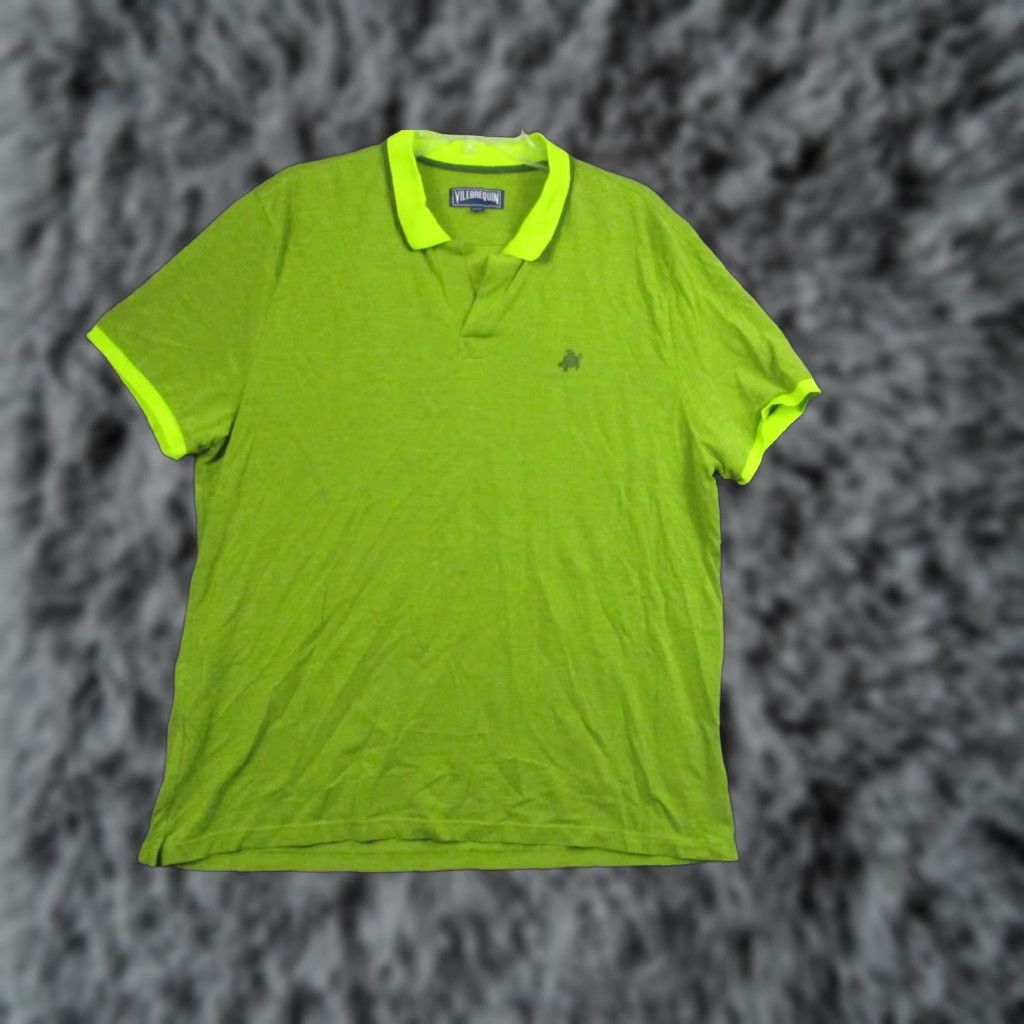 Vilebrequin Vilebrequin Polo Shirt Mens 3XL Green Neon Collar Turtle Logo Casual 100% Cotton Size US XXL / EU 58 / 5 - 1 Thumbnail