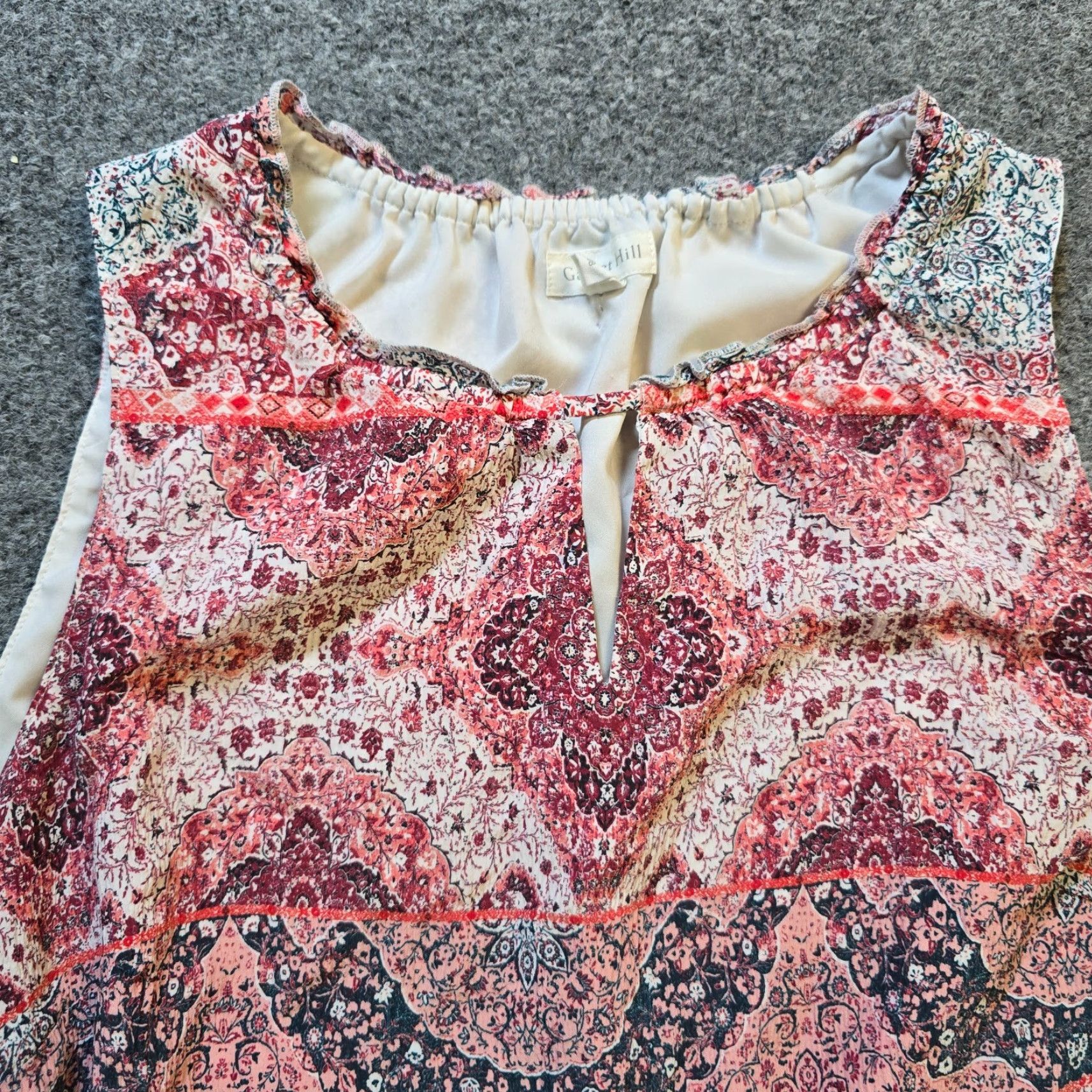 Vintage Garnet Hill Dress Womens Size 8 Red Silk Sleeveless Midi Boho Casual Capsule Size M / US 6-8 / IT 42-44 - 3 Thumbnail