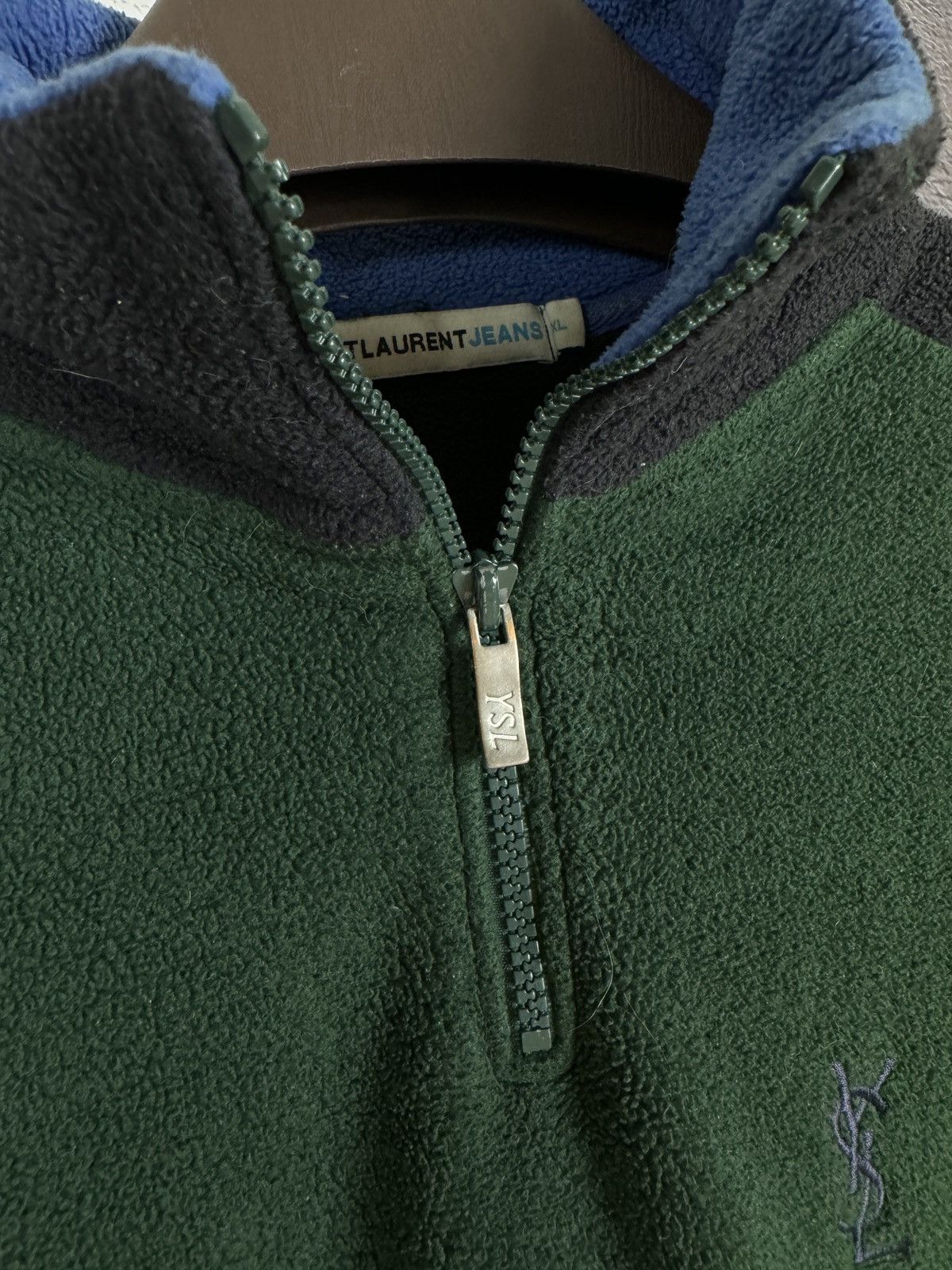 Vintage Saint Laurent Jeans vintage 1/4 zip pullover fleece sweater Size US XL / EU 56 / 4 - 8 Thumbnail