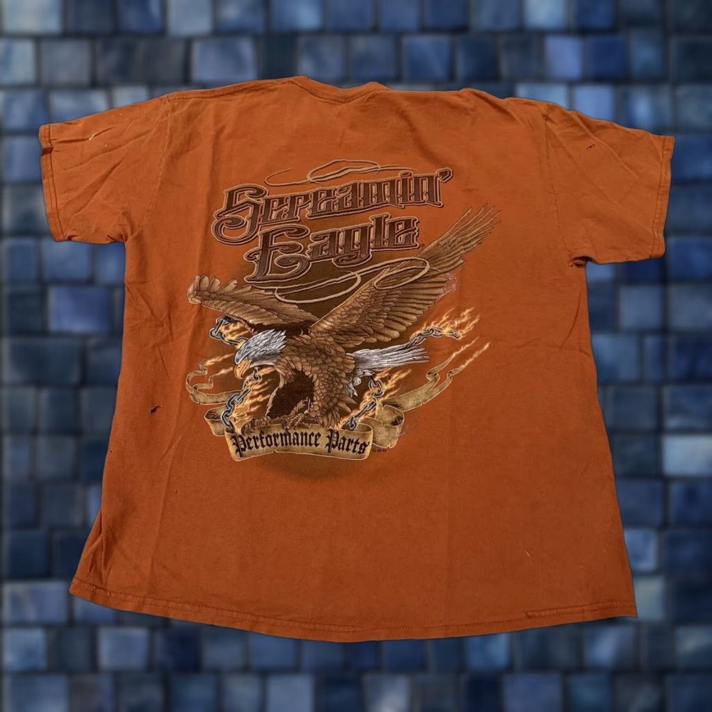 Harley Davidson VINTAGE Harley-Davidson Screamin’ Eagle Distressed Shirt Large Orange Mens L T-Shirt Size US L / EU 52-54 / 3 - 1 Thumbnail