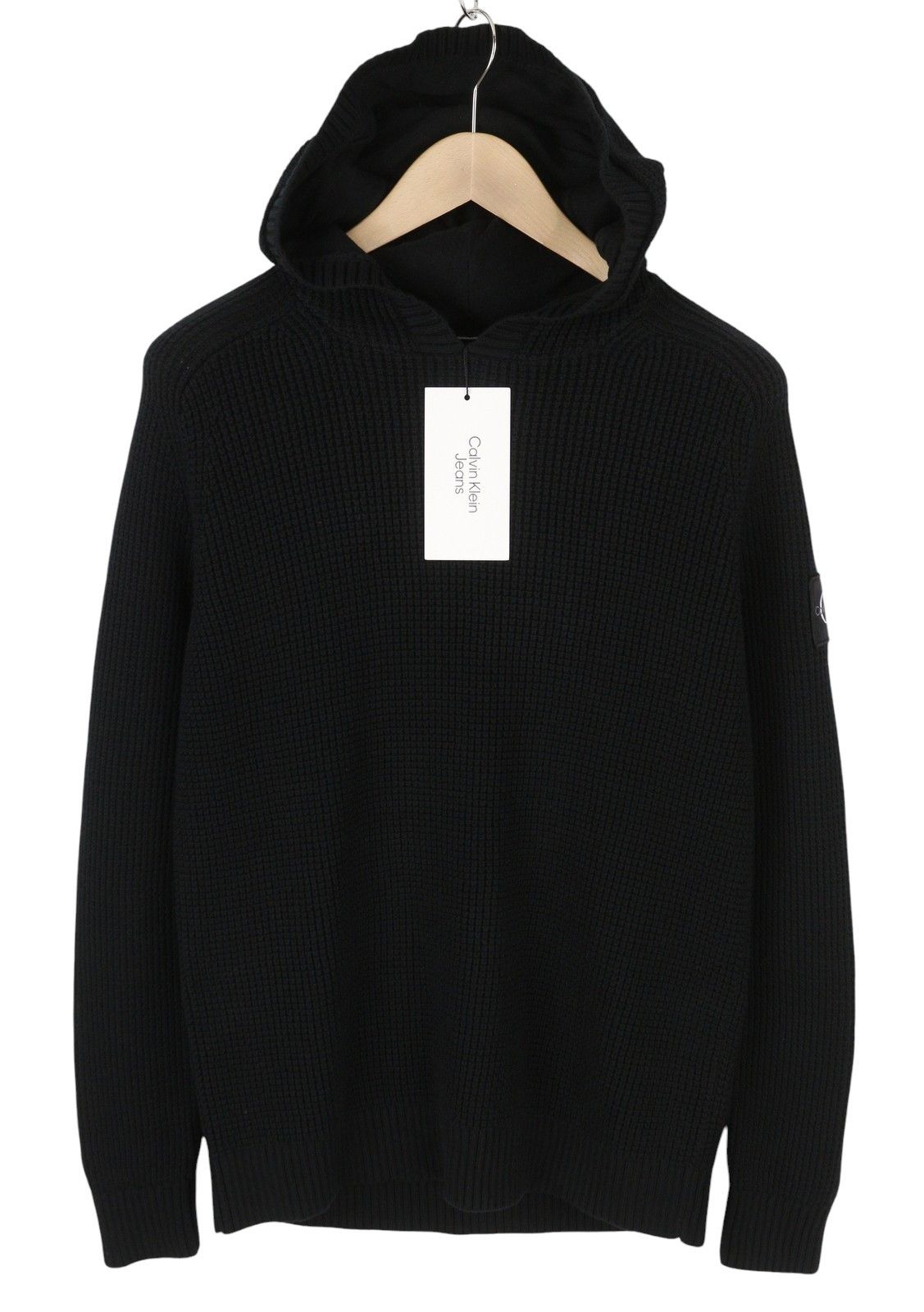Calvin Klein M Black Cotton Knit Hooded Stretch Jumper 87436 Size US M / EU 48-50 / 2 - 1 Thumbnail