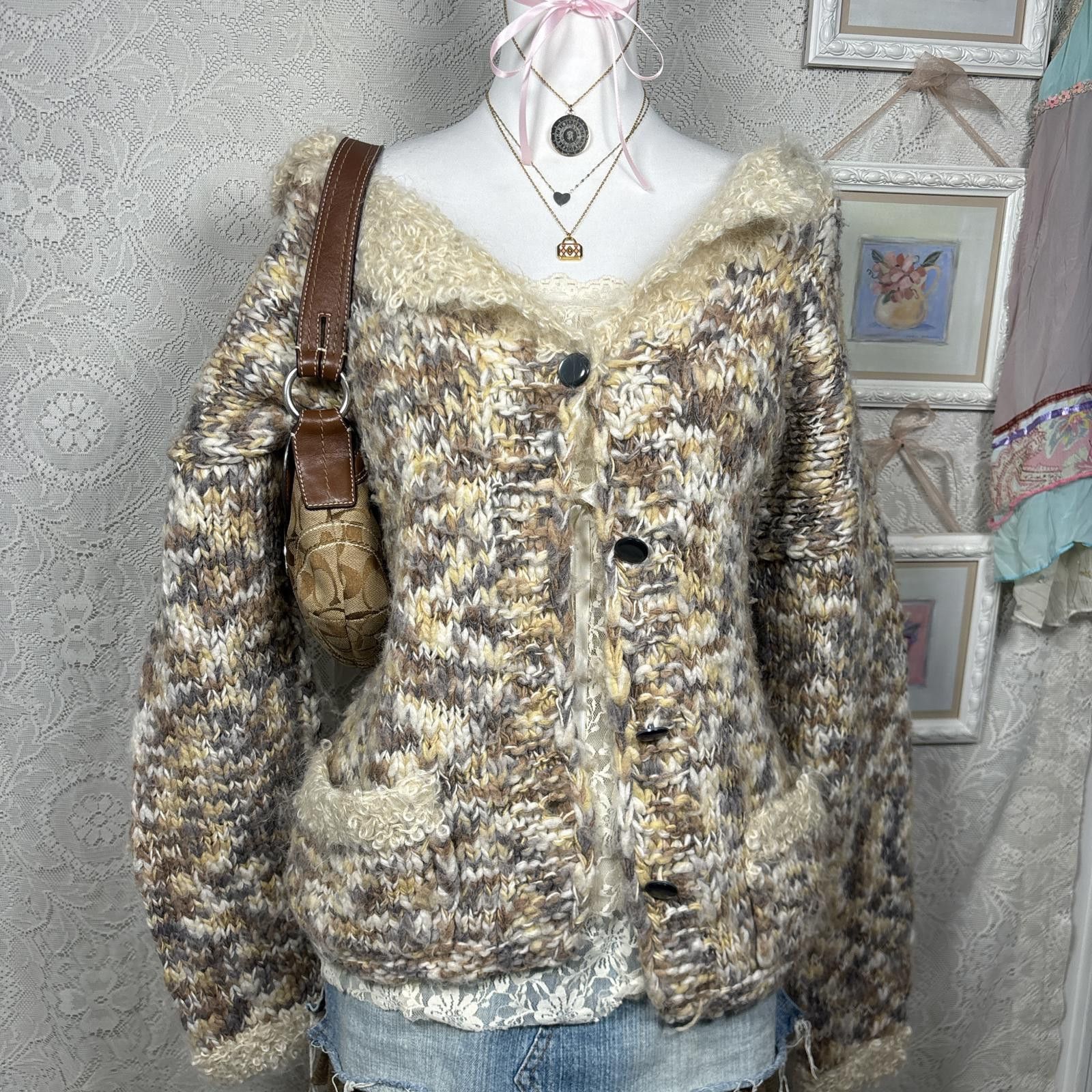Other vintage wool knit cozy cardigan sweater Size M / US 6-8 / IT 42-44 - 2 Thumbnail