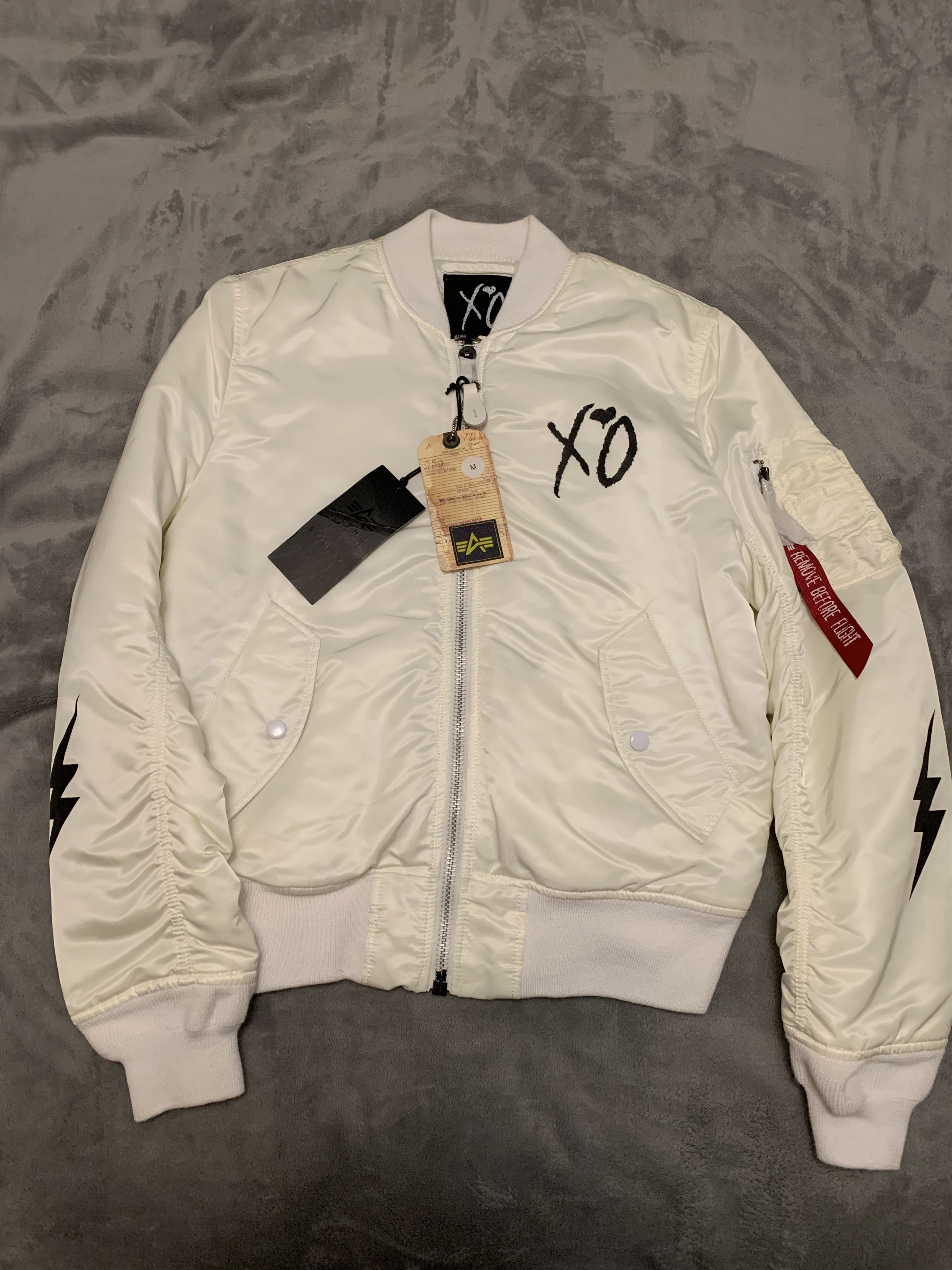 image of Alpha Industries Starboy Bomber Jacket in White, Men's (Size Medium)