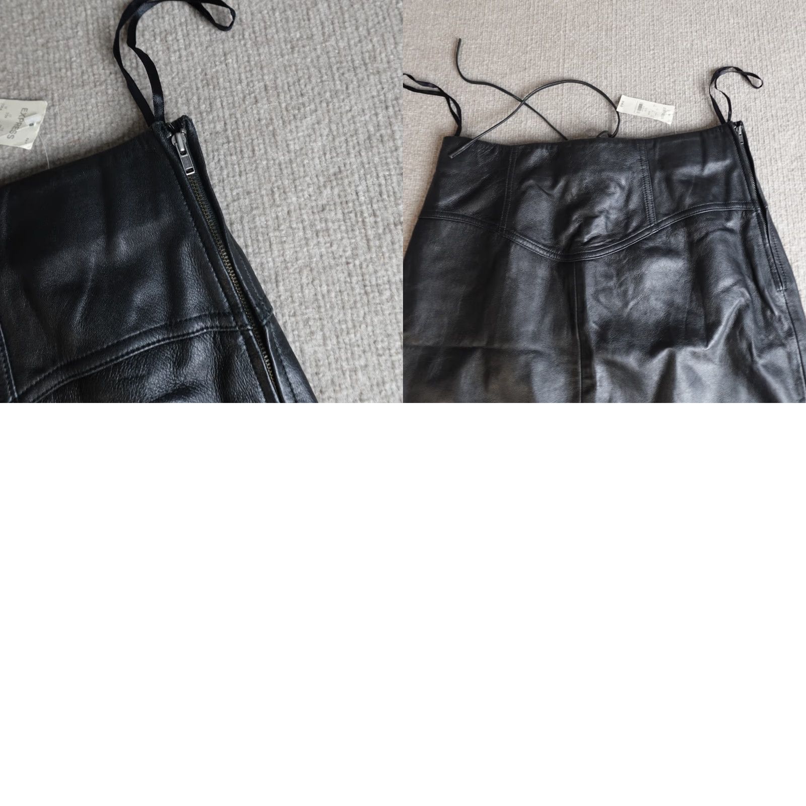 Express VINTAGE Express Womens Skirt 13 Black Solid Pencil Back Lace Leather NEW Y2K Size 34" / US 12 / IT 48 - 9 Thumbnail