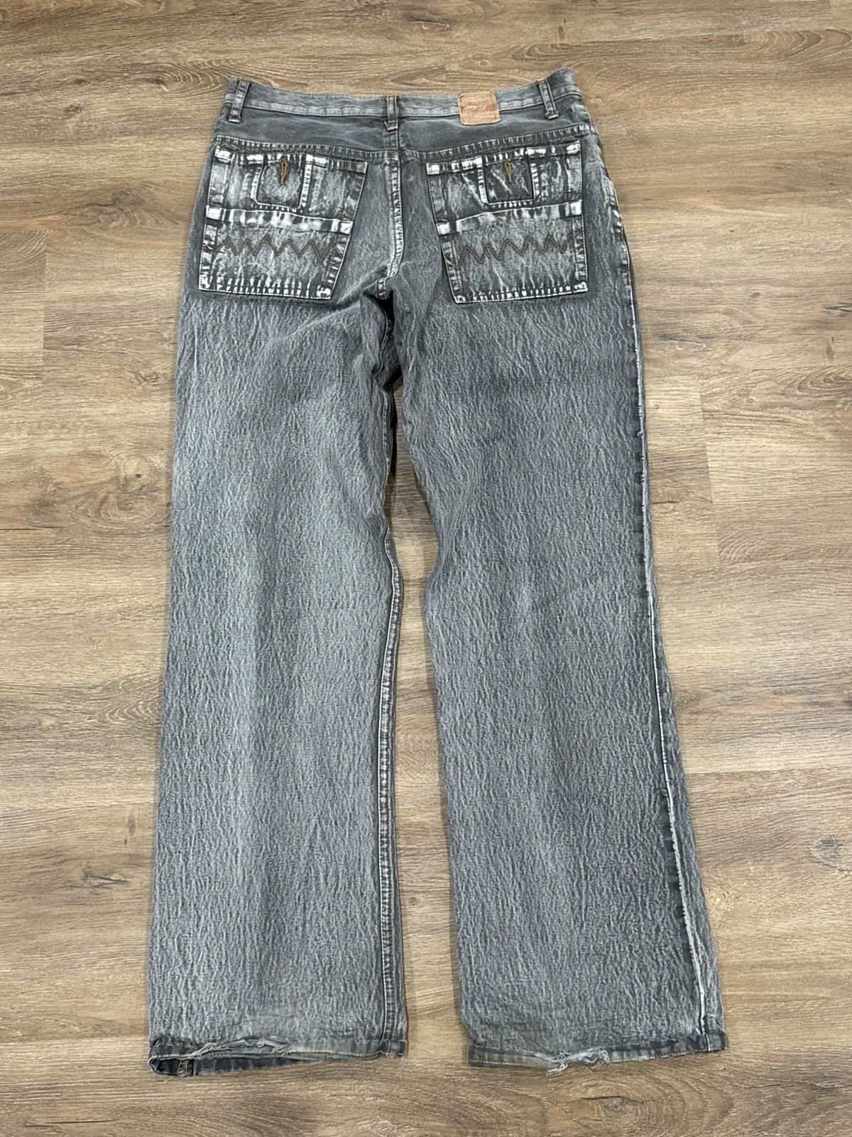 Japanese Brand Baggy Grey Reaper Textured Denim - Wide Leg Streetwear Jeans Size US 34 / EU 50 - 4 Thumbnail
