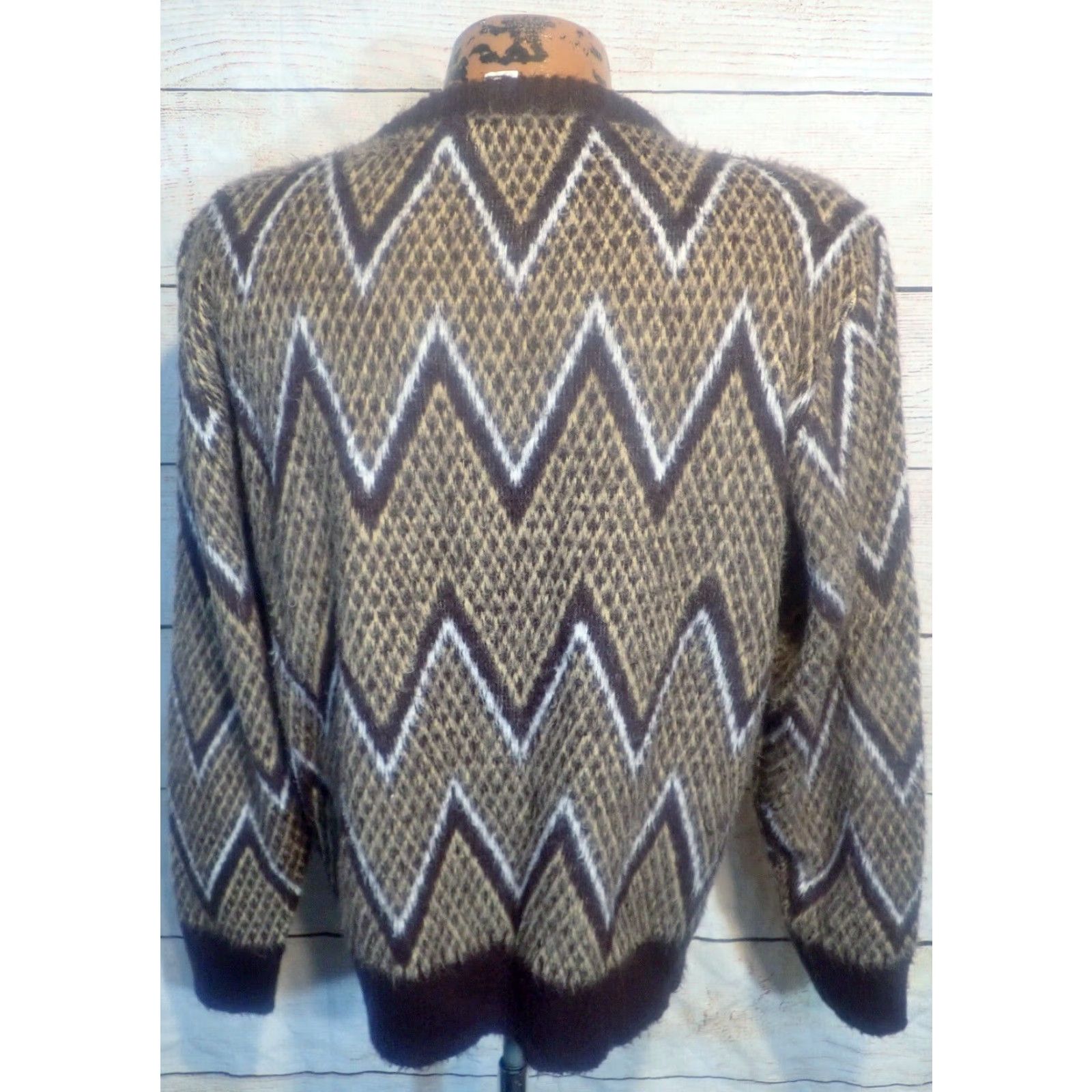 Vintage VINTAGE 80s Lawrence Knitwear Mens M Brown Acrylic Fuzzy Sweater Nordic Southwestern Kurt Cobain Style Size US M / EU 48-50 / 2 - 3 Thumbnail