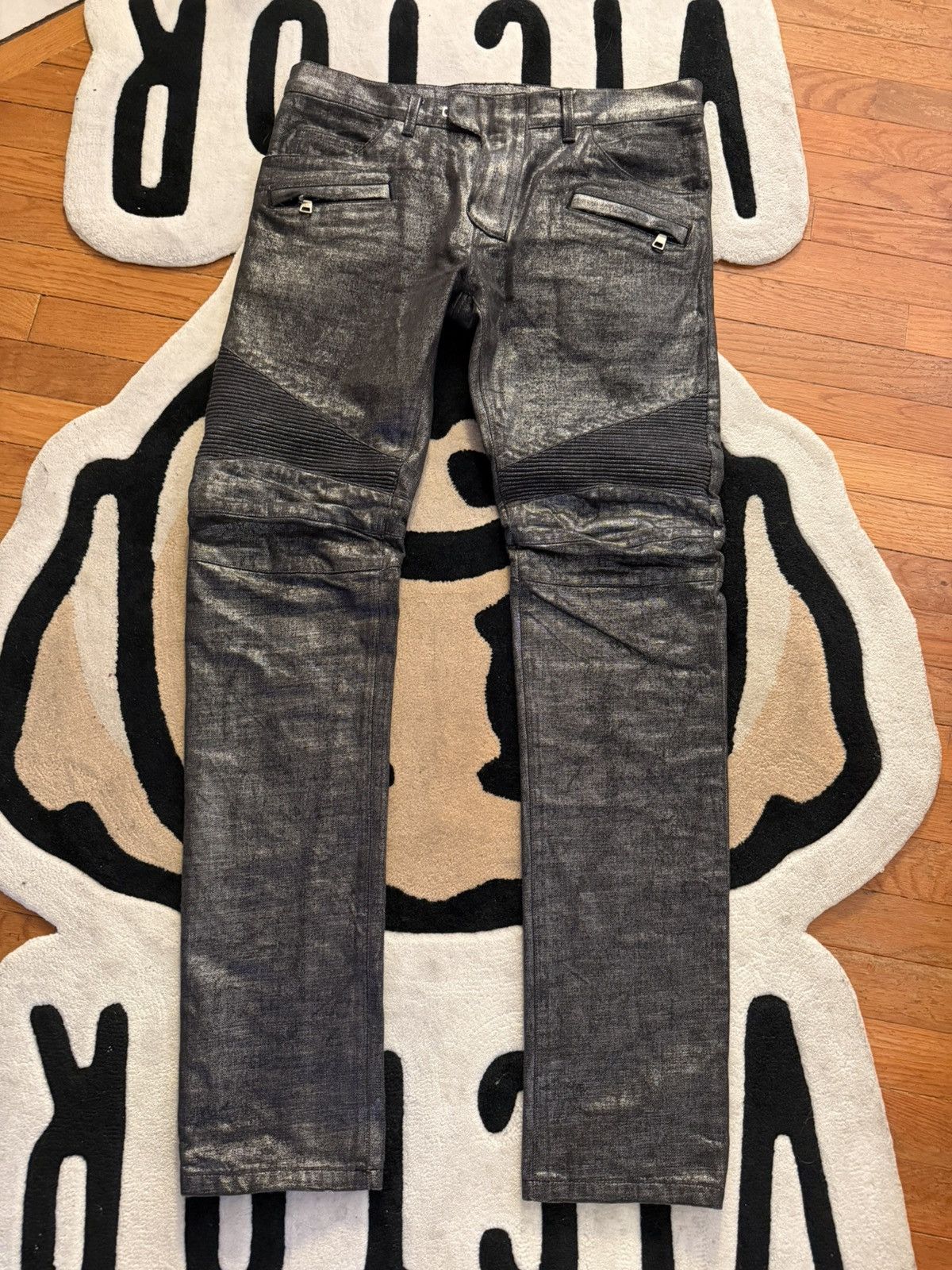 Balmain Balmain AW2014 Matllica Waxed Jeans Rare Size US 33 - 1 Thumbnail