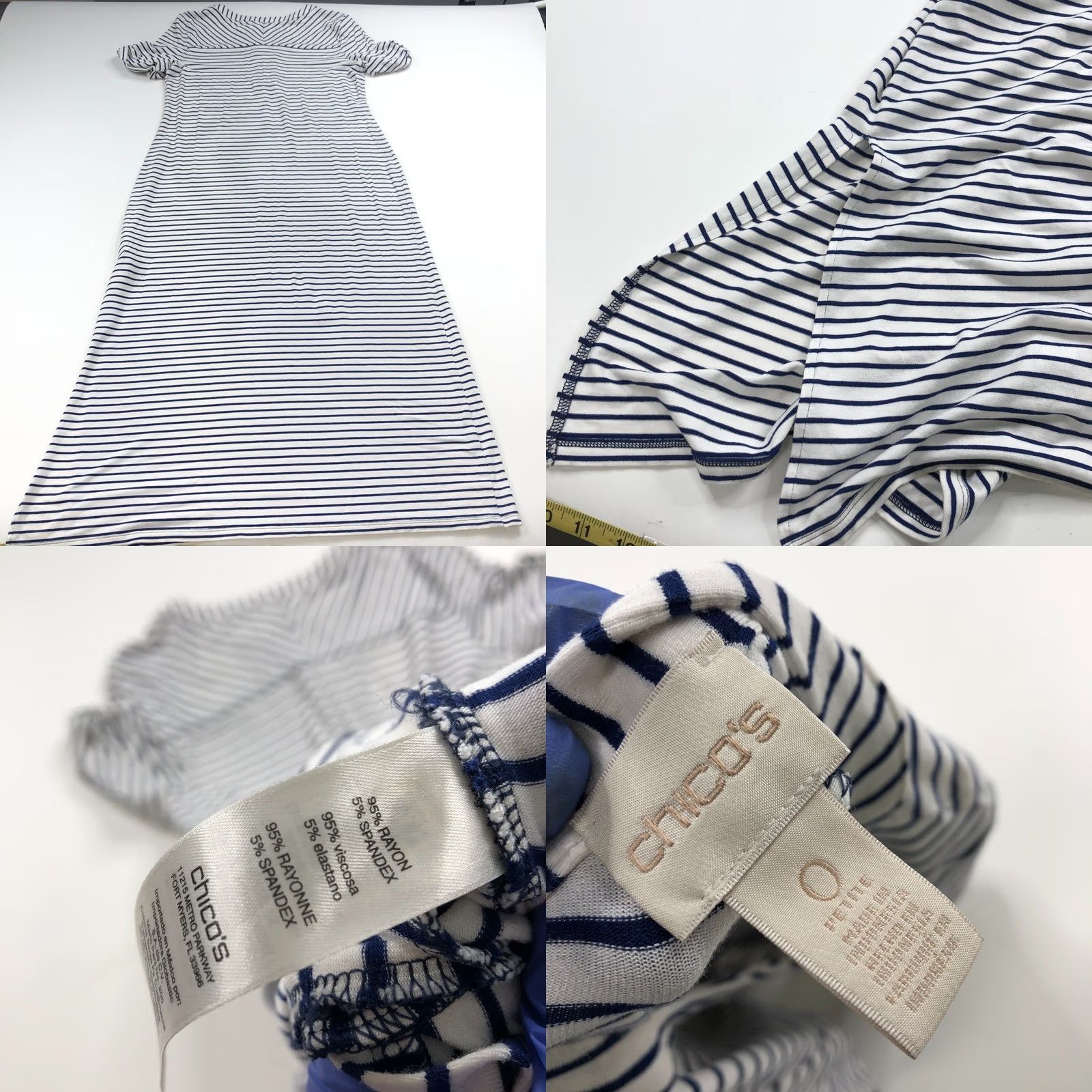 Vintage Chico's 0 Petite Women's Midi Shirt Dress Blue Striped Short Sleeve Pullover Round Neck Casual Dress Women XS- Petite 0P Women Size XS / US 0-2 / IT 36-38 - 9 Thumbnail