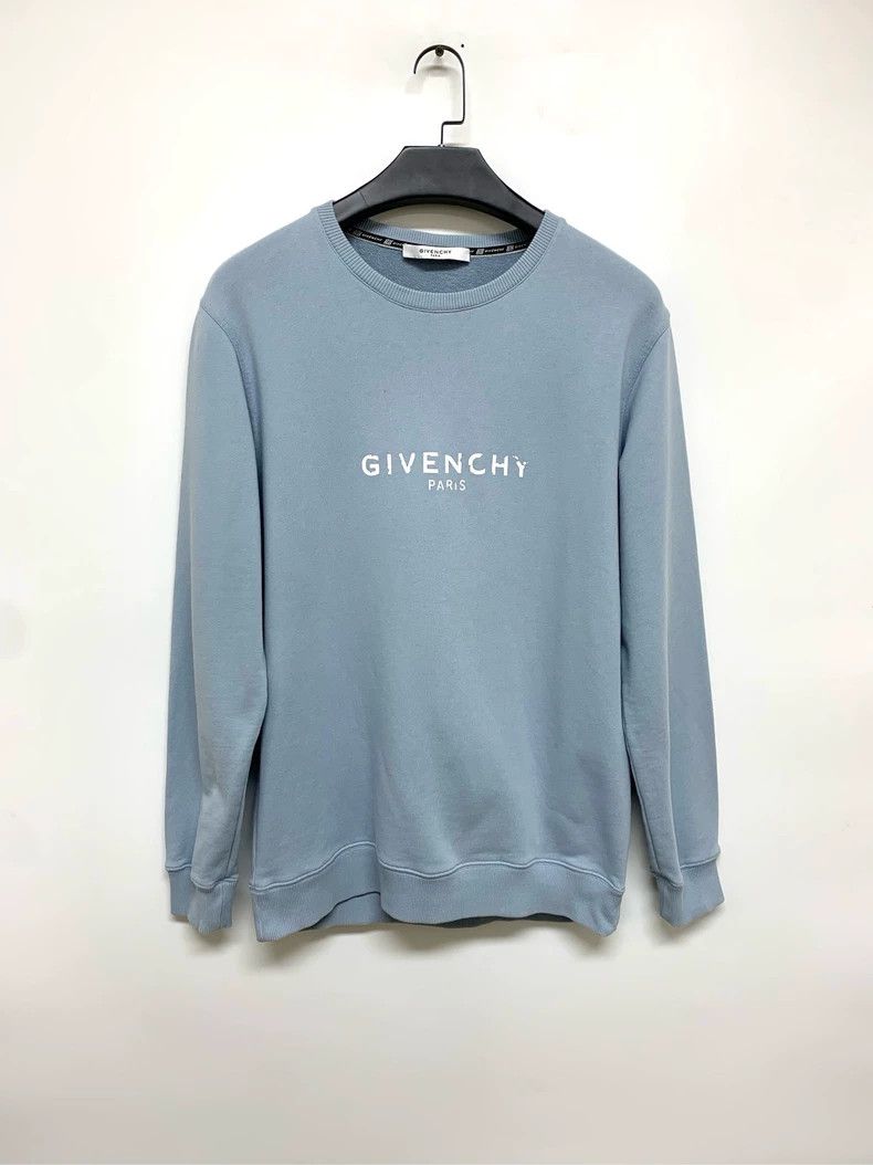 Givenchy Givenchy New distressed blue hoodie with logo on chest Size US S / EU 44-46 / 1 - 1 Thumbnail