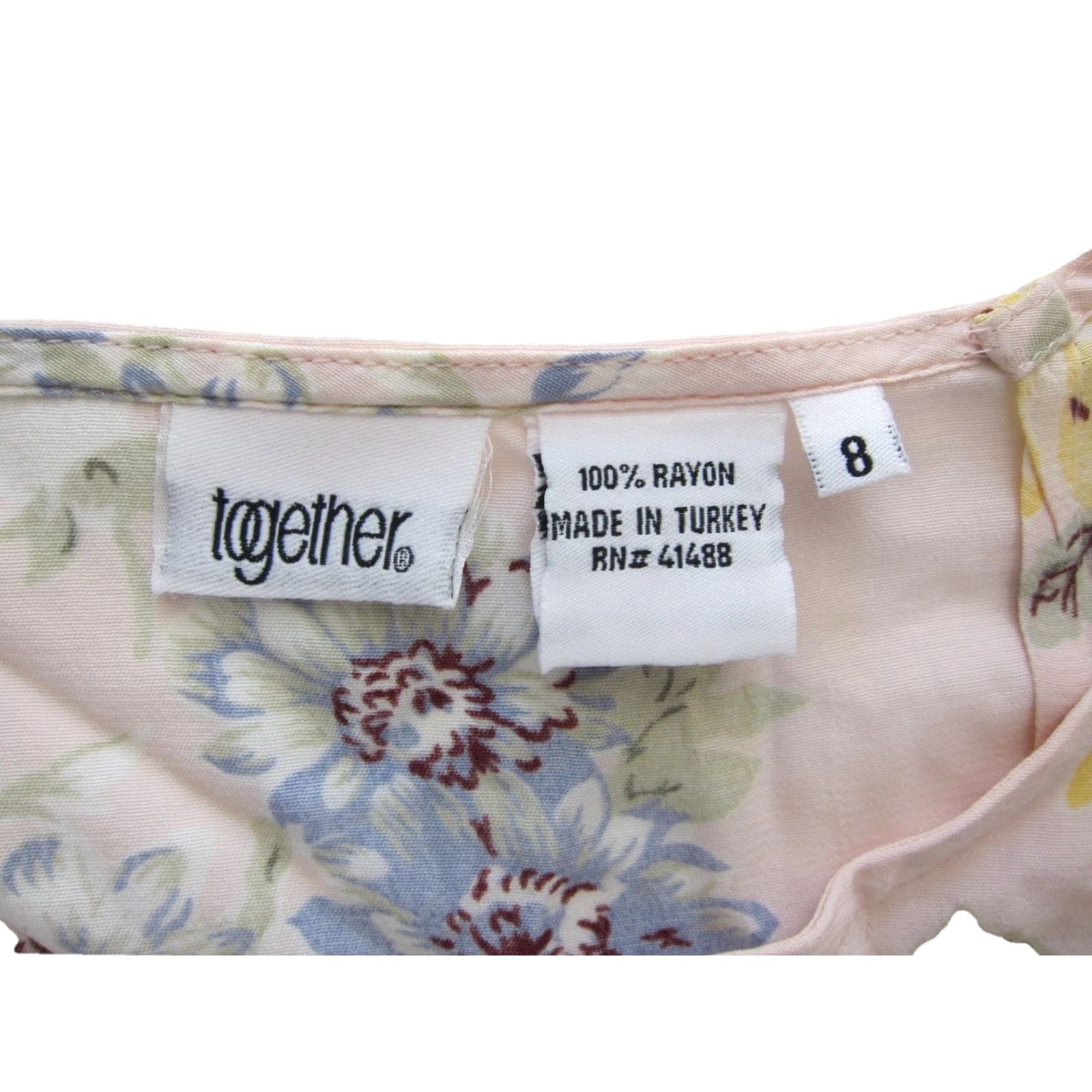 Vintage VINTAGE Together Dress Cottage Rose Floral Button Down Rayon 8 Pink Blue Yellow Size M / US 6-8 / IT 42-44 - 4 Thumbnail