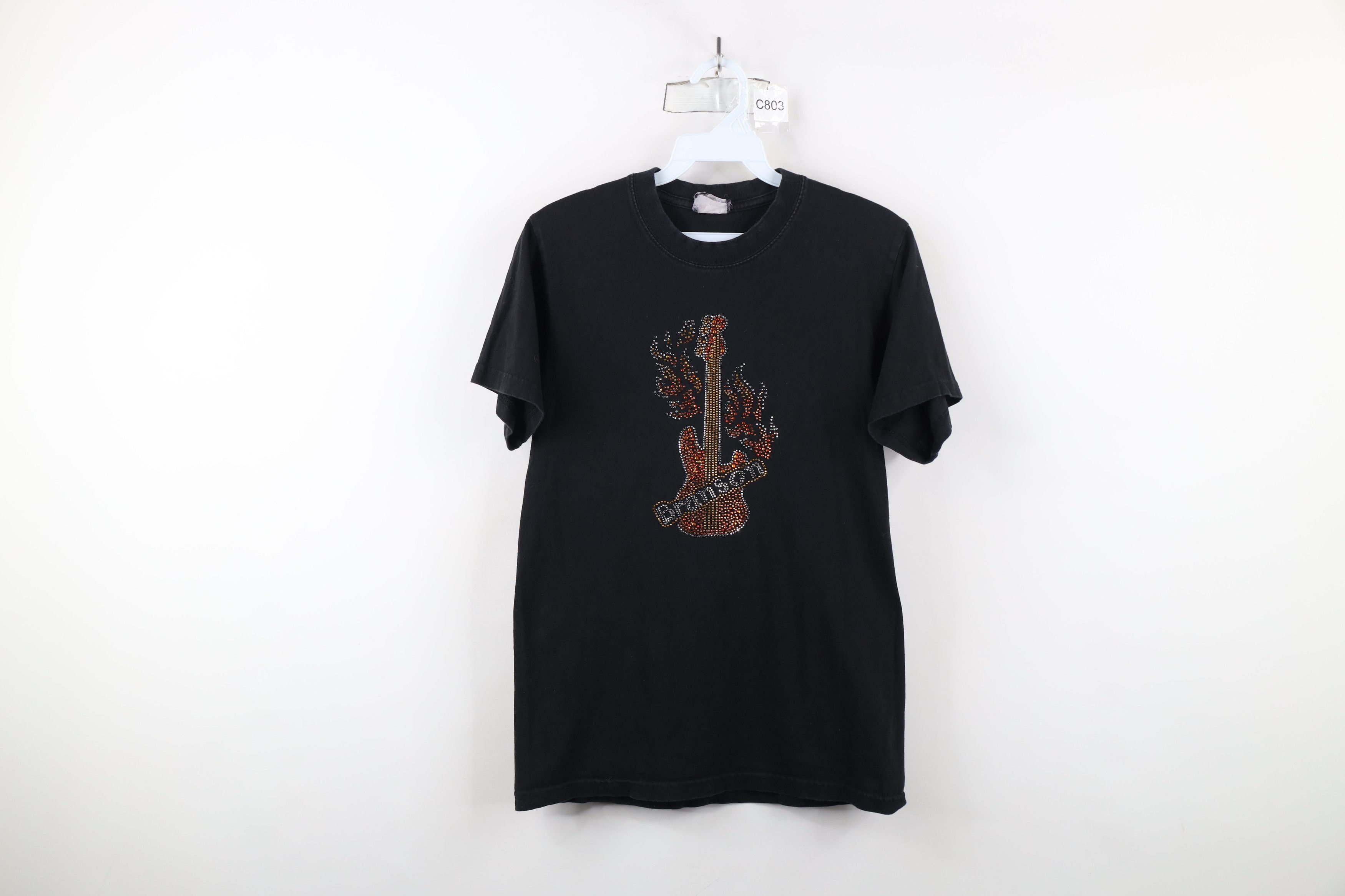Vintage Vintage 90s Y2K Streetwear Fire Flames Guitar T-Shirt Size S / US 4 / IT 40 - 1 Thumbnail