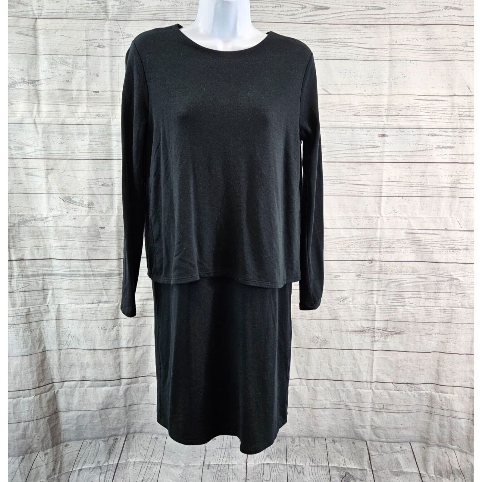 J. Jill Pure Jill Luxe Tencel Womens Dress XS Solid Black Layered Long Sleeve Shirt Dress Womens XS Black Layered 1920s? Size XS / US 0-2 / IT 36-38 - 2 Thumbnail