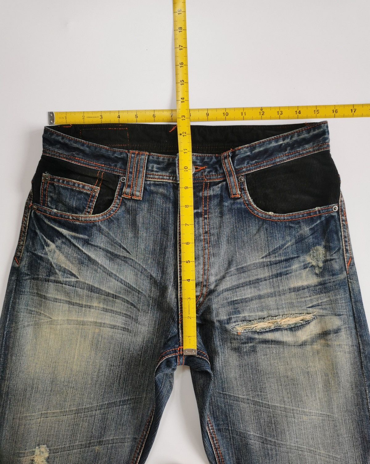 Tornado Mart Boycott Japan Corduroy Mix Repaired Distressed Jeans Size US 31 - 12 Thumbnail