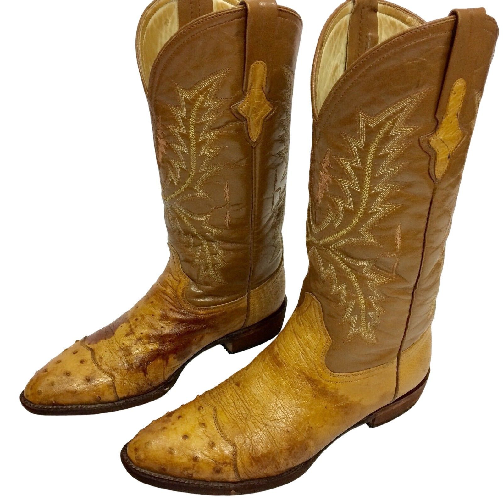 Other Vtg Cognac ROCKABILLY Cowboy OSTRICH Quill Skin Boots Size US 9.5 / EU 42-43 - 2 Thumbnail